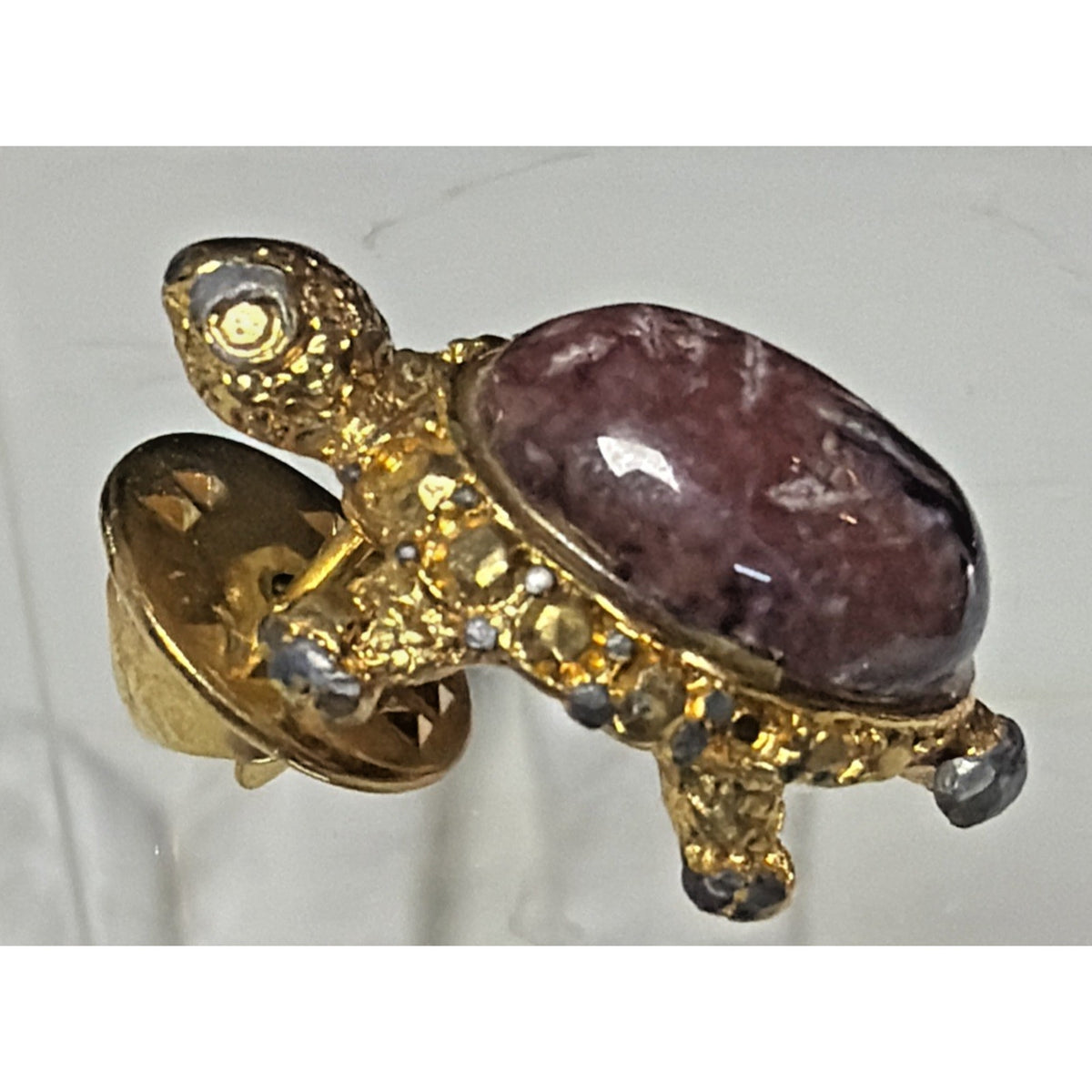 Vintage Turtle Pin Scarab Carved Egyptian As Is