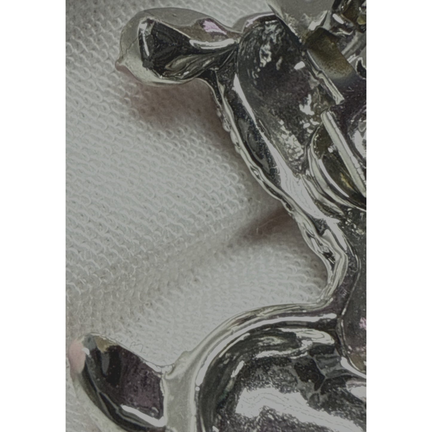 Vtg Silver Tone Little Lamb Brooch Pink Painted Feet Red Rhinestone Eyes As-Is