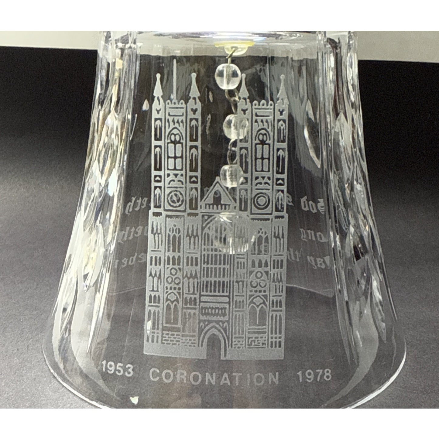 Vtg Royal Doulton Coronation Queen Elizabeth II Crystal Bell Swirl Handle Signed