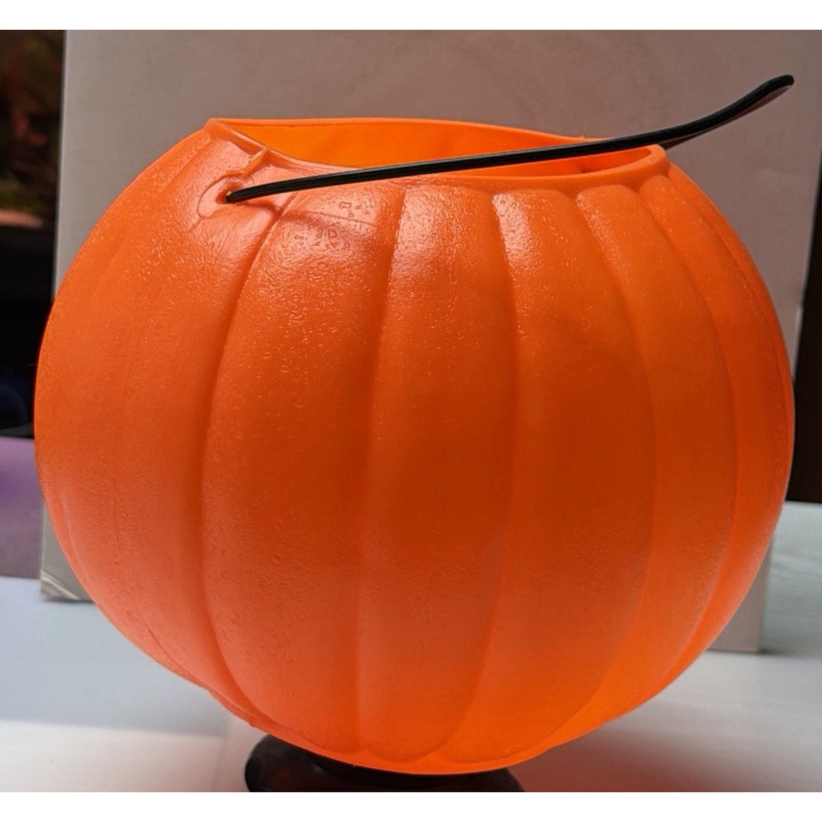 Vtg Union Products Halloween Blow Mold Pumpkin Jack O Lantern Candy Bucket Pail