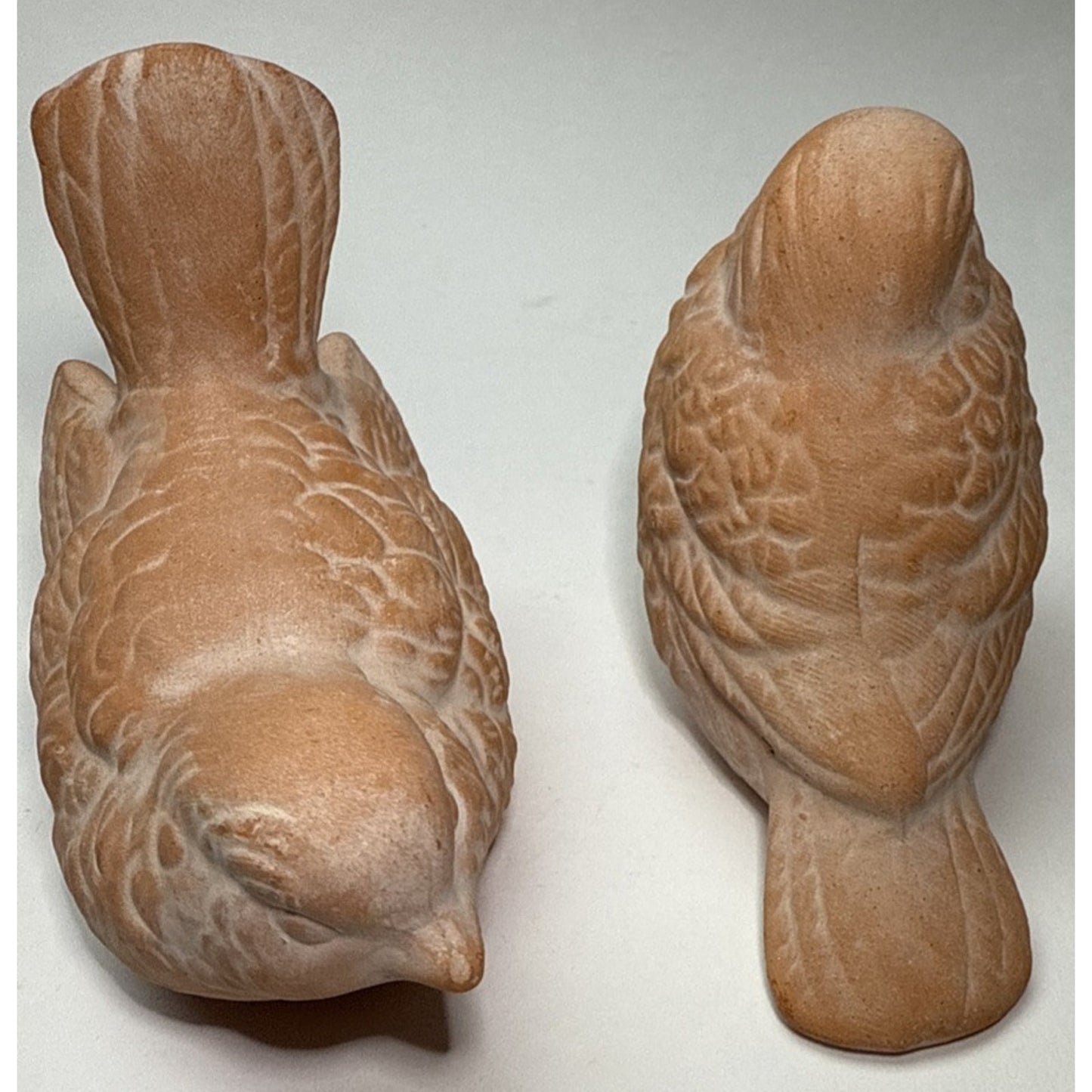 Vintage Lot of 2 Clay Terra Cotta Small Bird Figurines Doves Robins