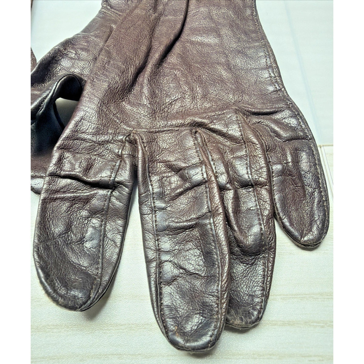 Vintage Launder Leather Brown Gloves Washable Table Cut Size 7.5 As Is