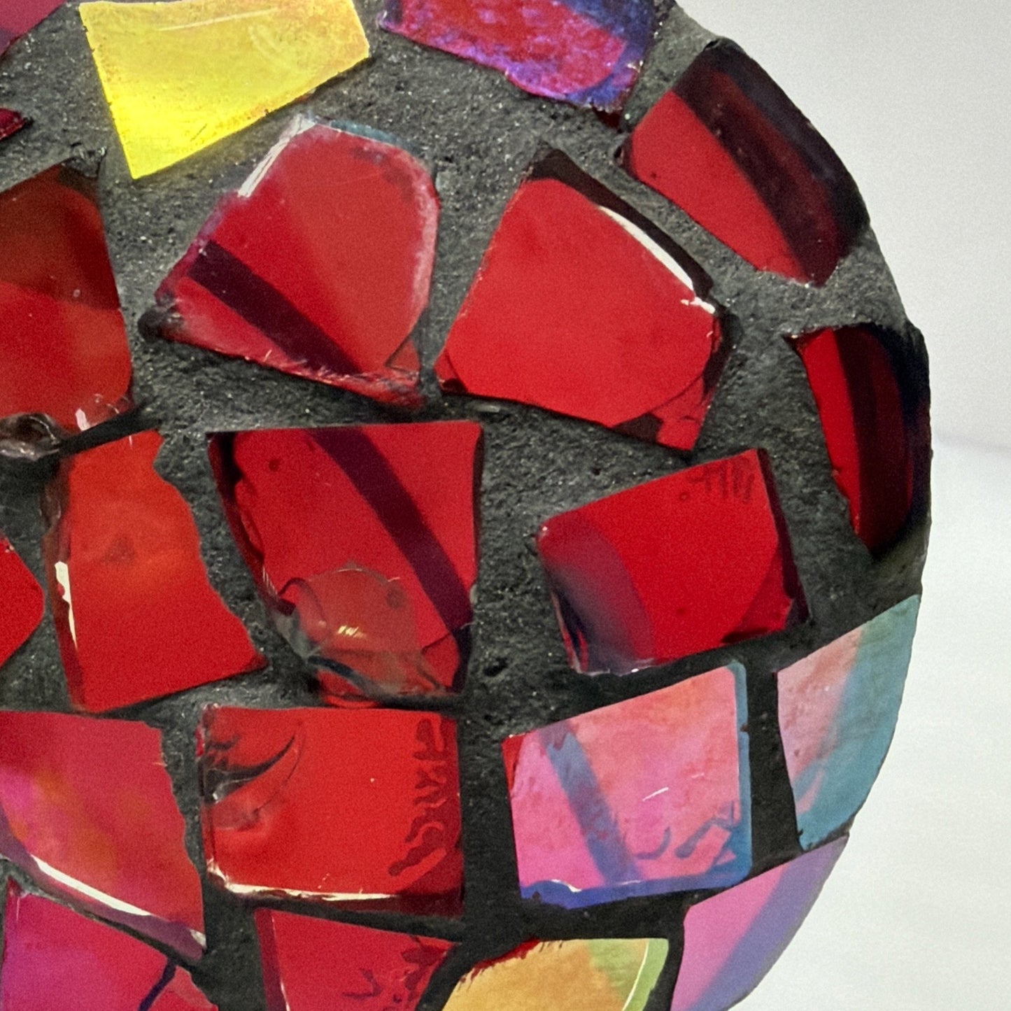 Vintage Mosaic Stained Glass Artisanal Heart Tile Paperweight Clear Bottom