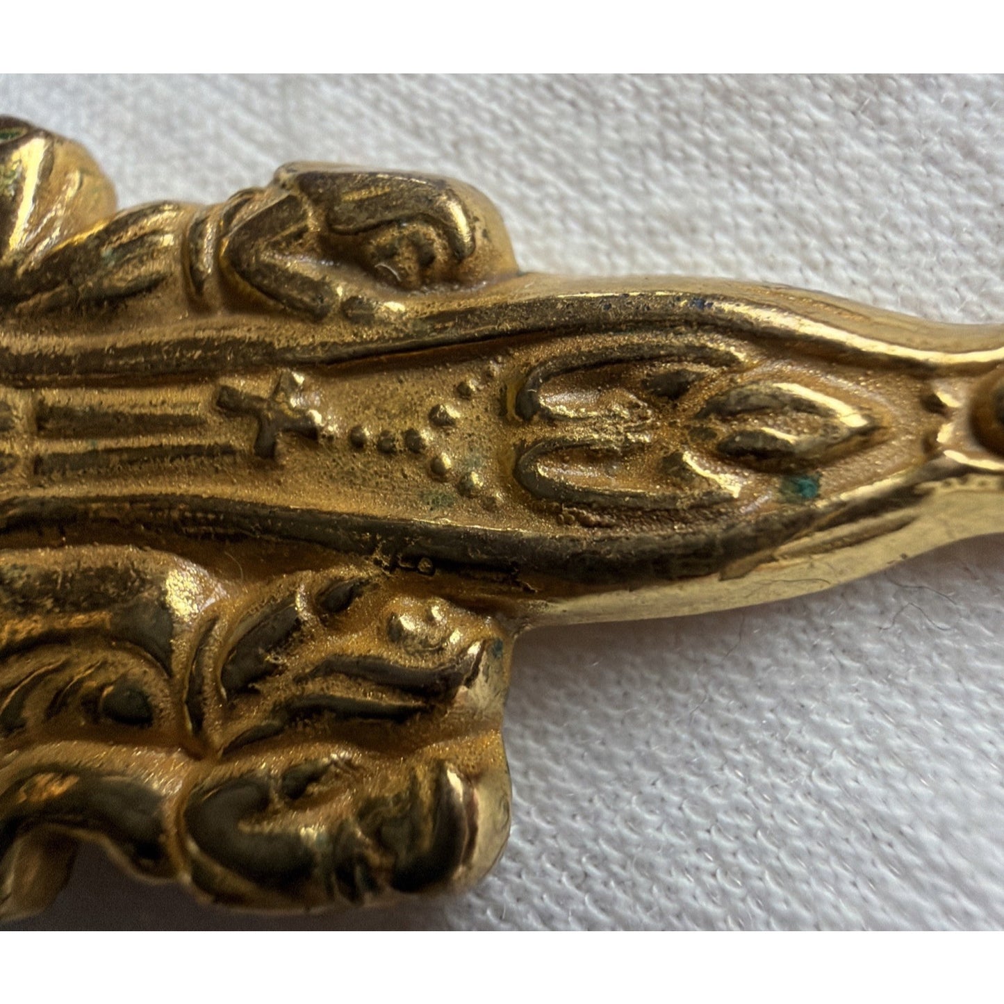 Vintage Catholic Pocket Shrine Our Lady of Fatima Blessed Gold Tone Metal