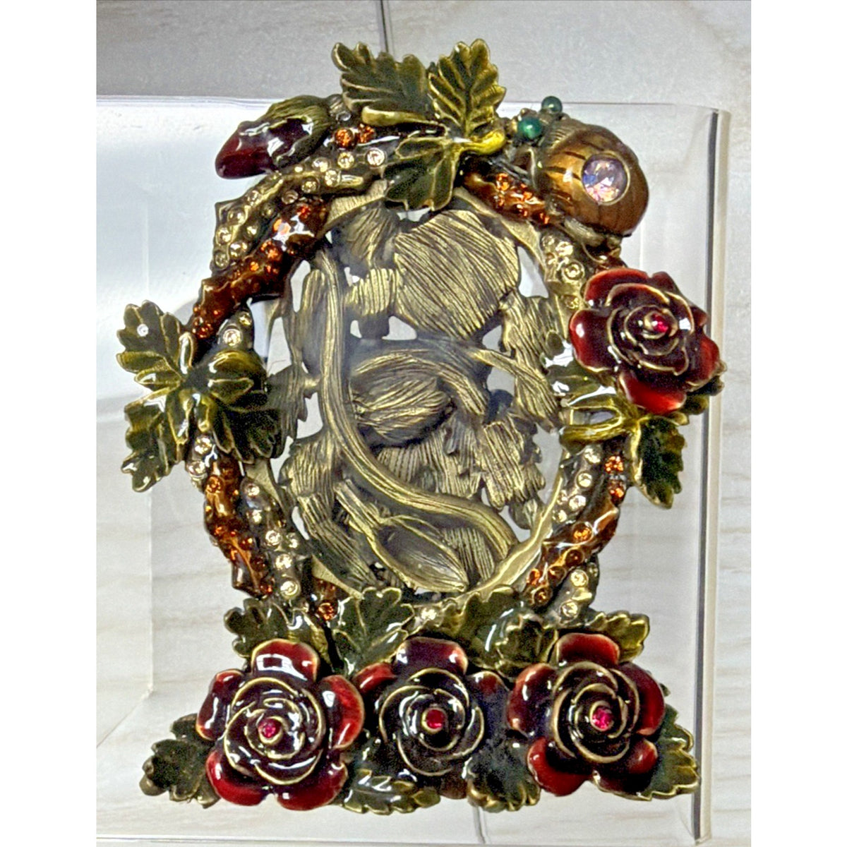 Jay Strongwater Beetle Rose Flora Fauna Picture Frame Swarovski Crystals 5308