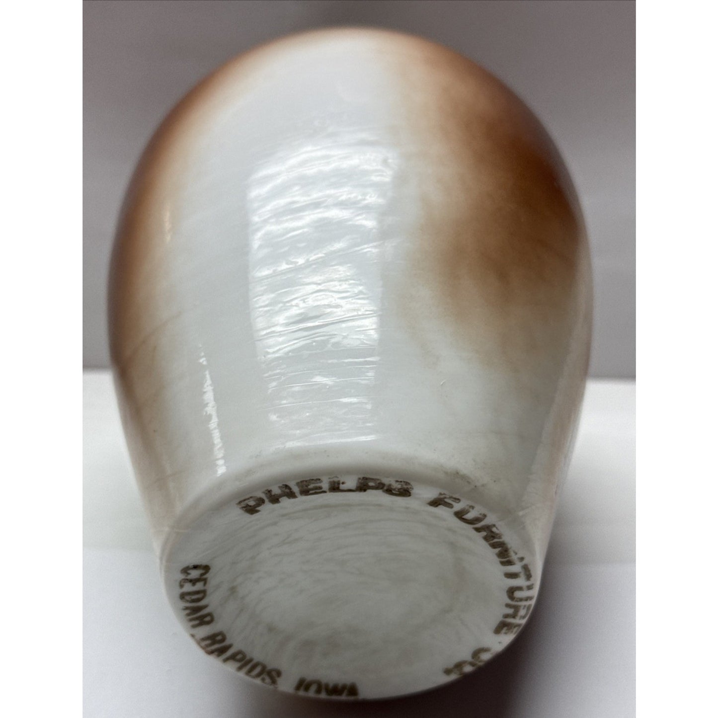 EAPG Victorian Fostoria Opaque Milk Glass Hand Paint Green Rose Bulb Vase As-Is