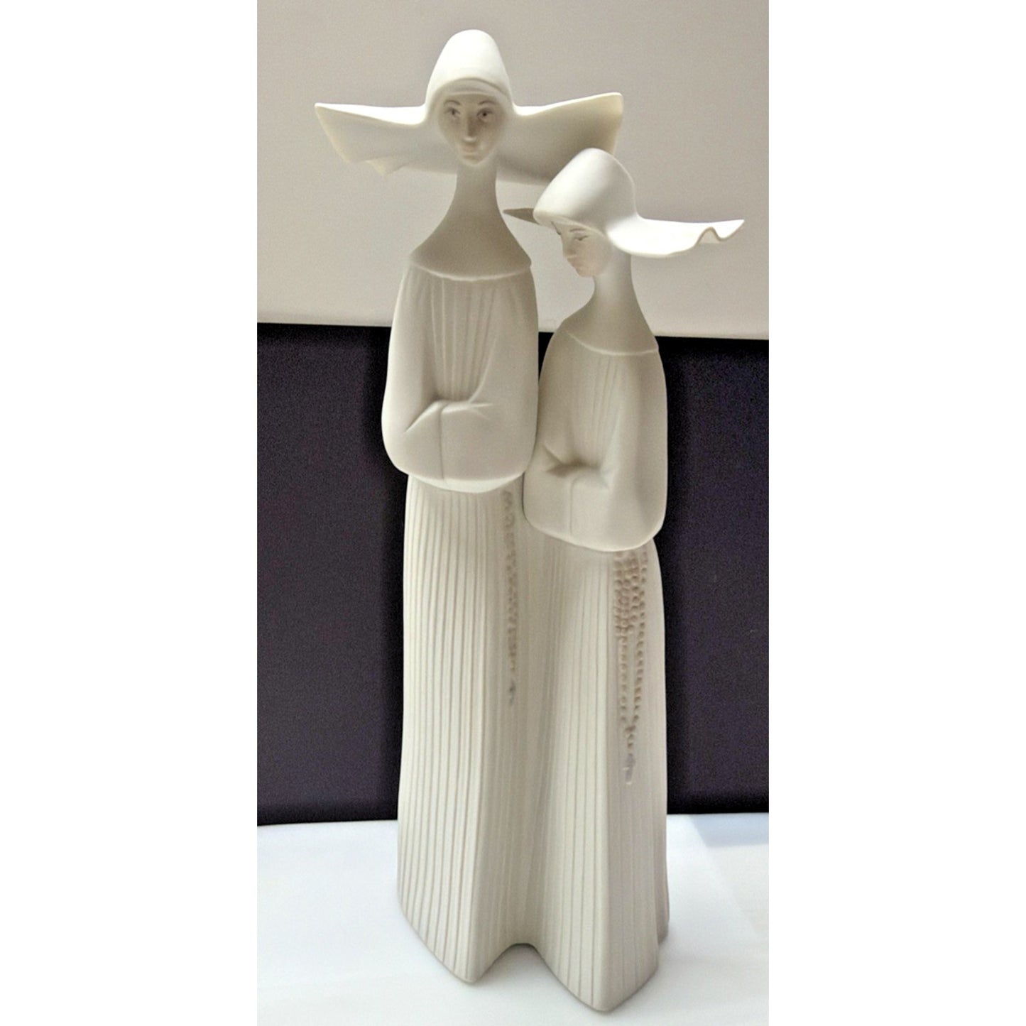 Vtg Lladro Daisa Bisque Porcelain Two Nuns Sculpture Rosaries Religious As Is