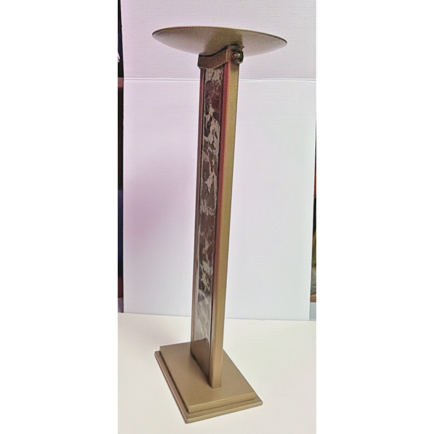 MCM Tony Evans Designs California Smoky Glass Metal Pillar Abstract Holder As Is