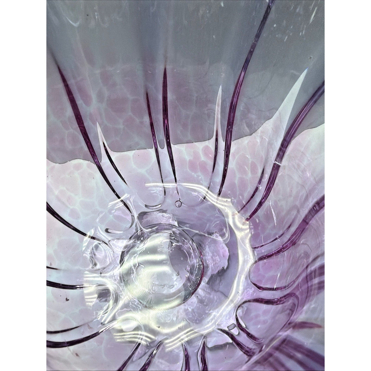 MCM Chribska Josef Hospodka Gradient Art Glass Vase Footed Mottled Purple Blue