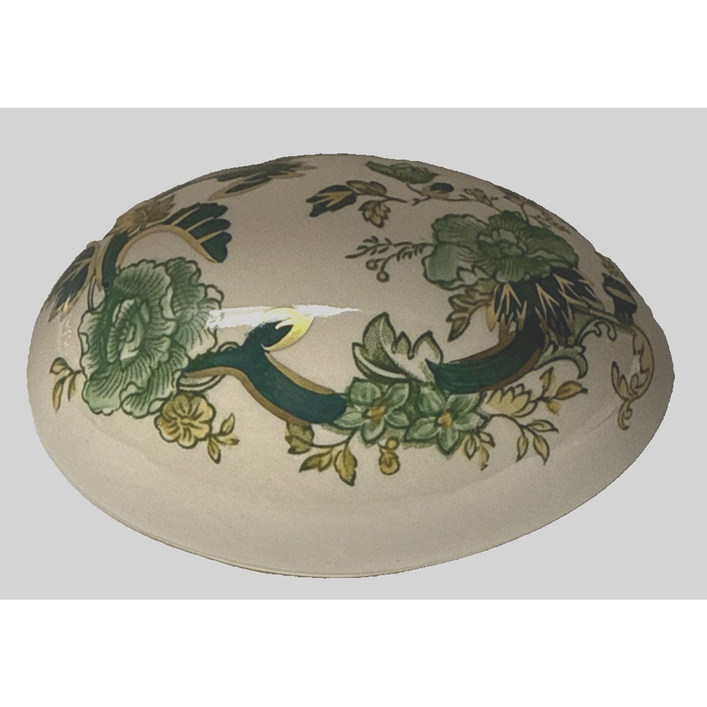 Vintage Mason’s Ironstone Chartreuse Green Egg Trinket Box Gold Floral