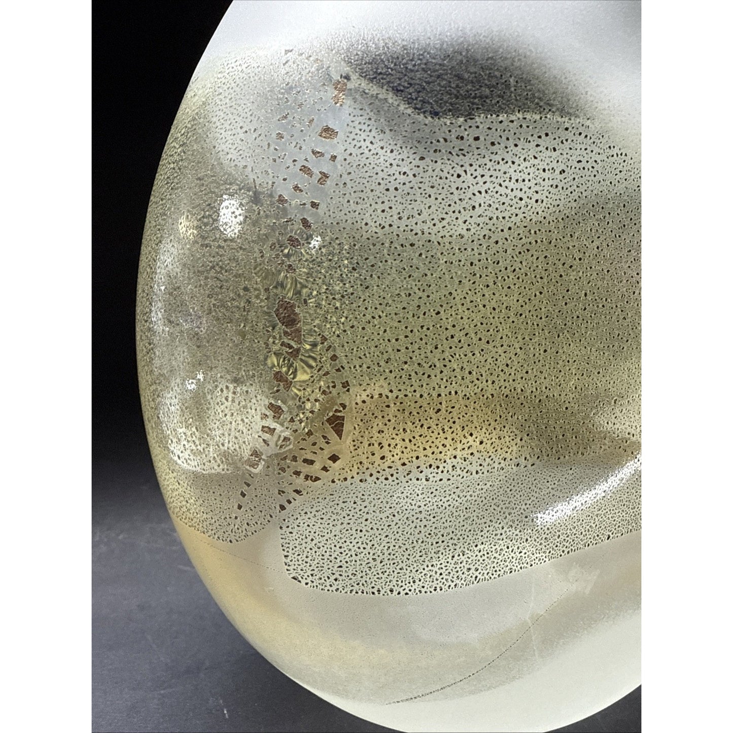Murano Contemporary Rialto Acidato Gold Leaf Band Glass Vase Vessel Clear As-Is