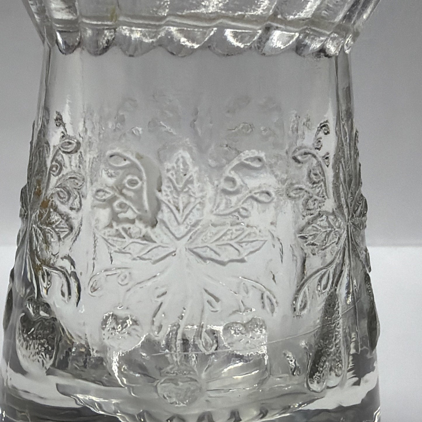 EAPG DC Jenkins Kokomo Glass Three Fruit Toothpick Match Stick Holder Glows