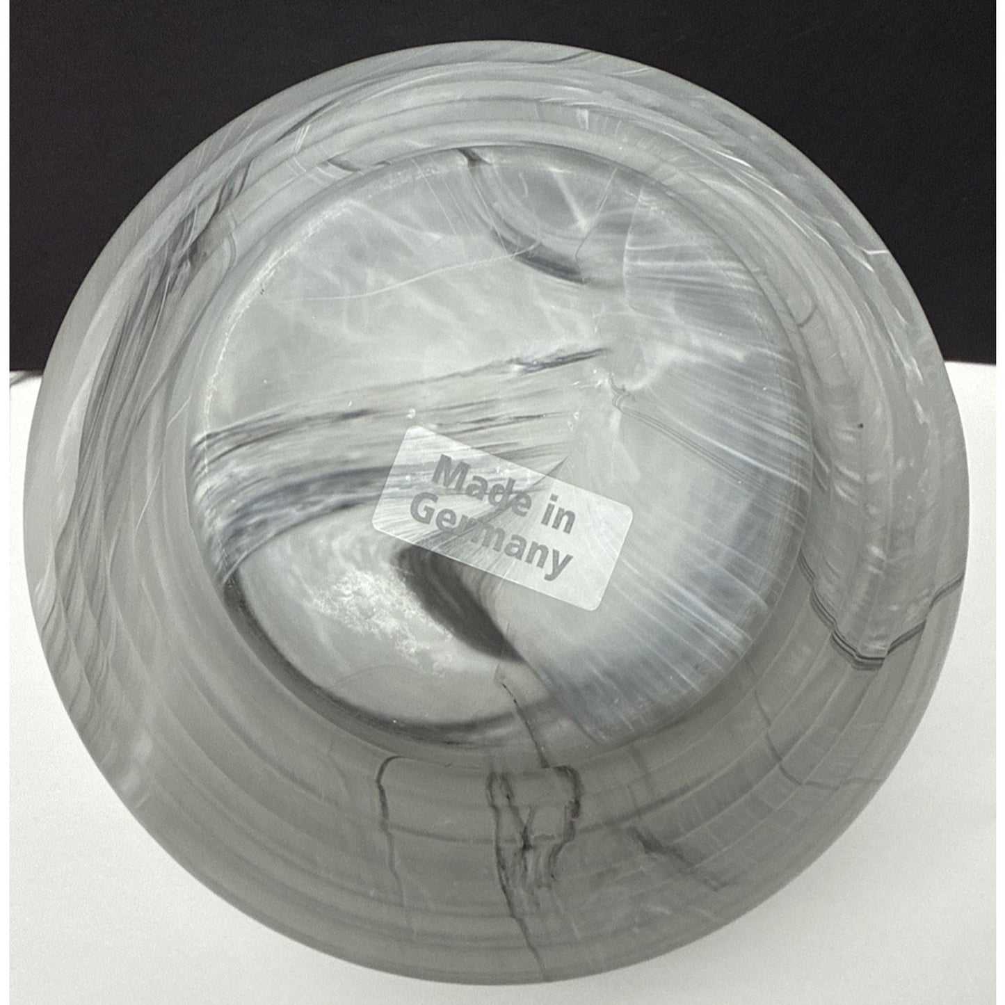 MCM Germany Marble Art Glass Ribbed Vase Smokey Rings Abstract Swirl As Is