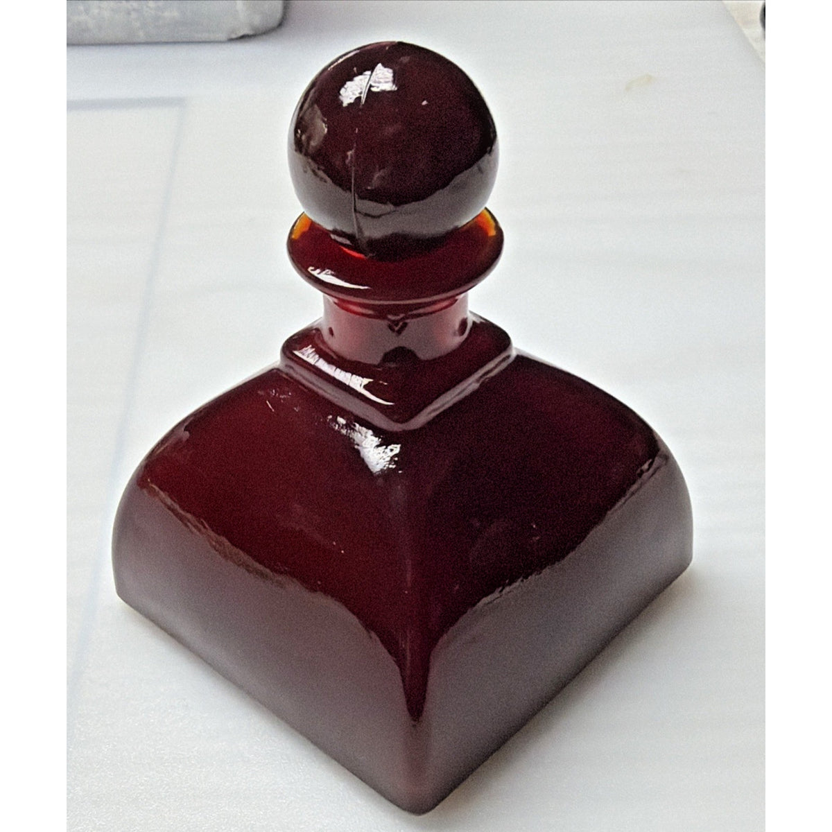 MCM Manganese Art Glass Ruby Red Perfume Bottle Stopper Dauber Italy As Is