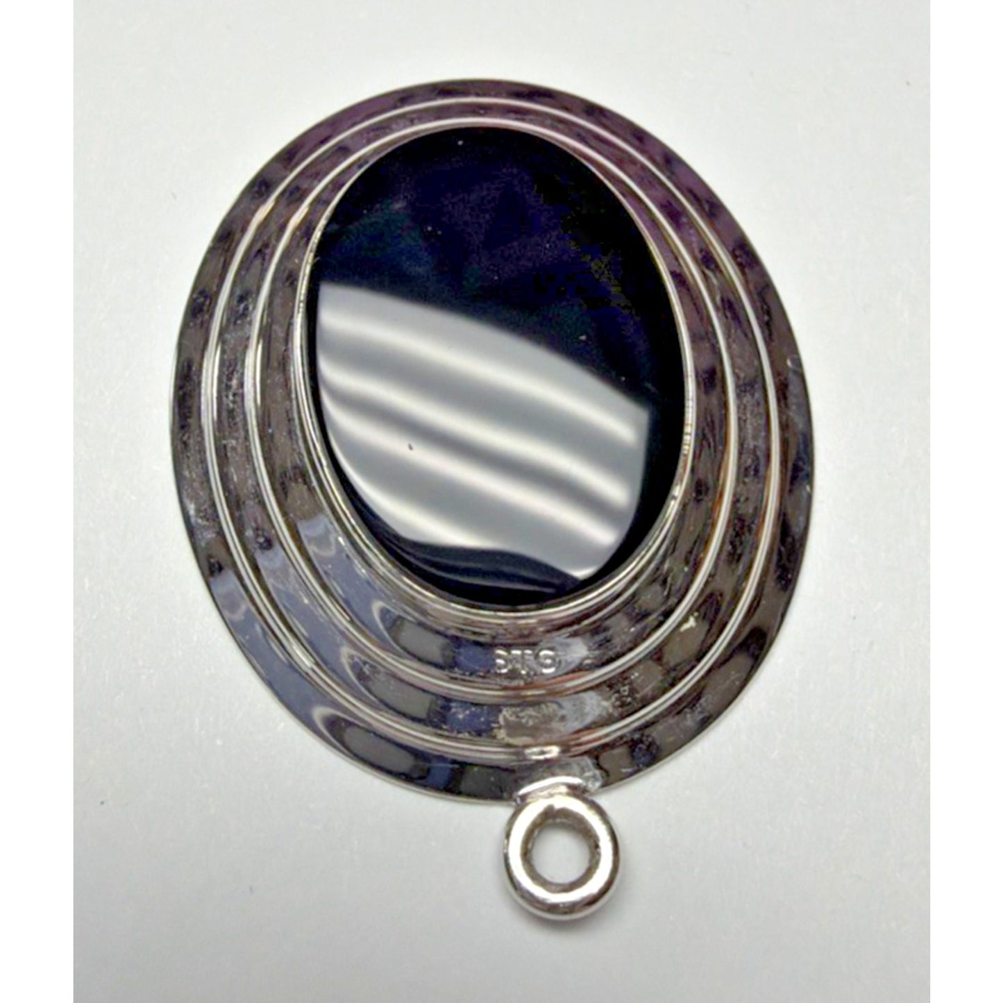 MCM A&Z Sterling Hayward STG Black Onyx Pendant Ribbed Read As-Is