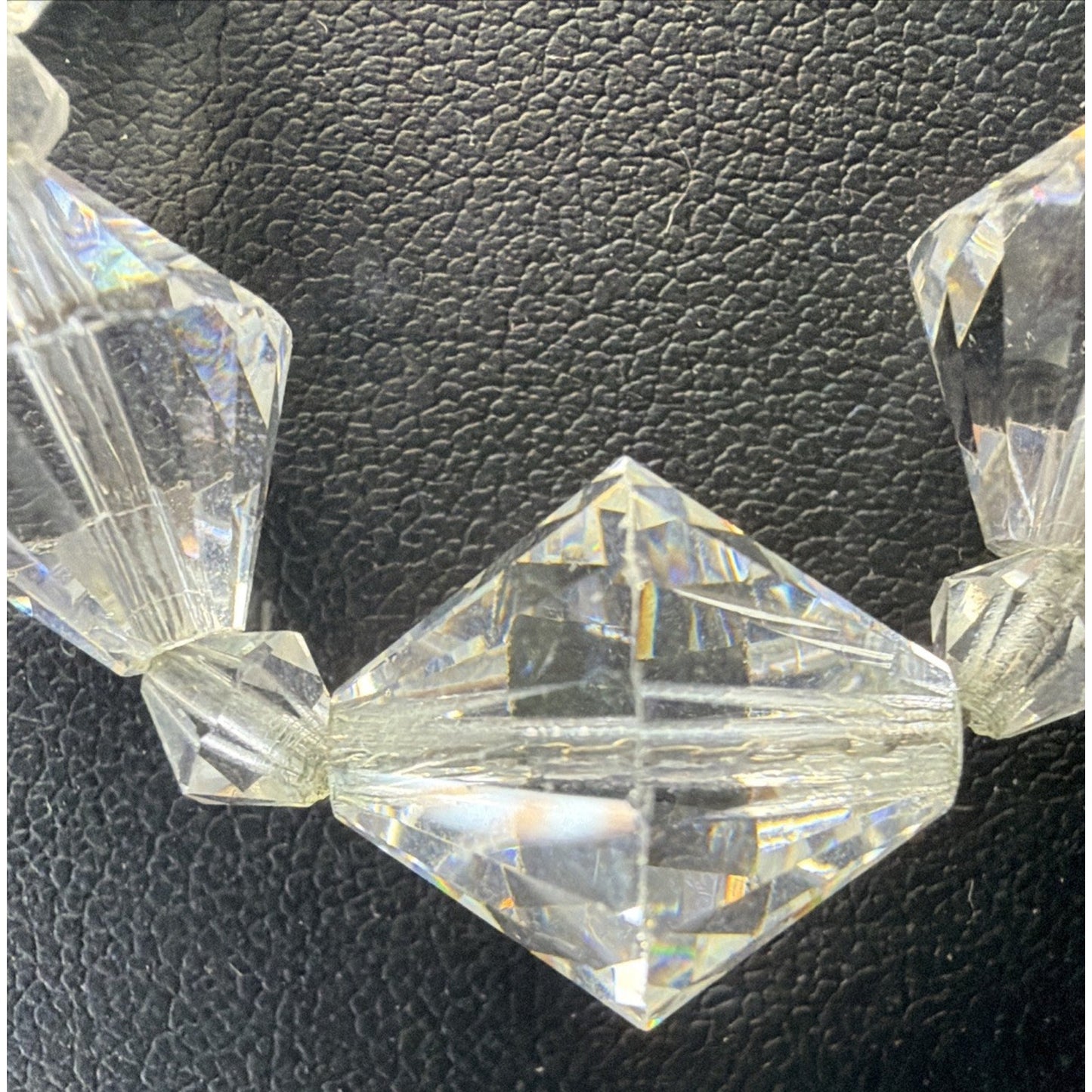 Art Deco La Tausca Jewelry Box Rock Crystal Faceted Necklace As Is Read Descript