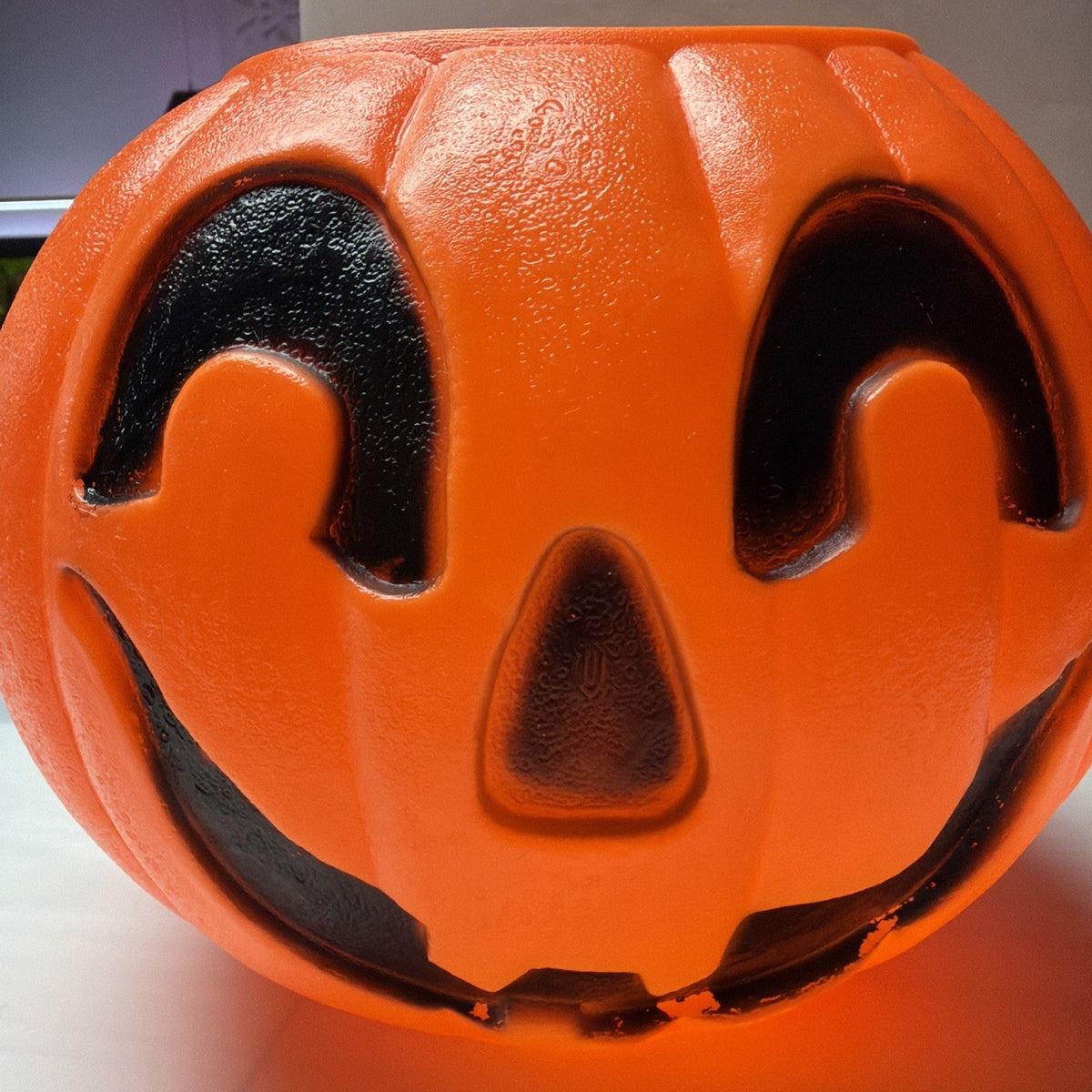 Vtg Union Products Halloween Blow Mold Pumpkin Jack O Lantern Candy Bucket Pail