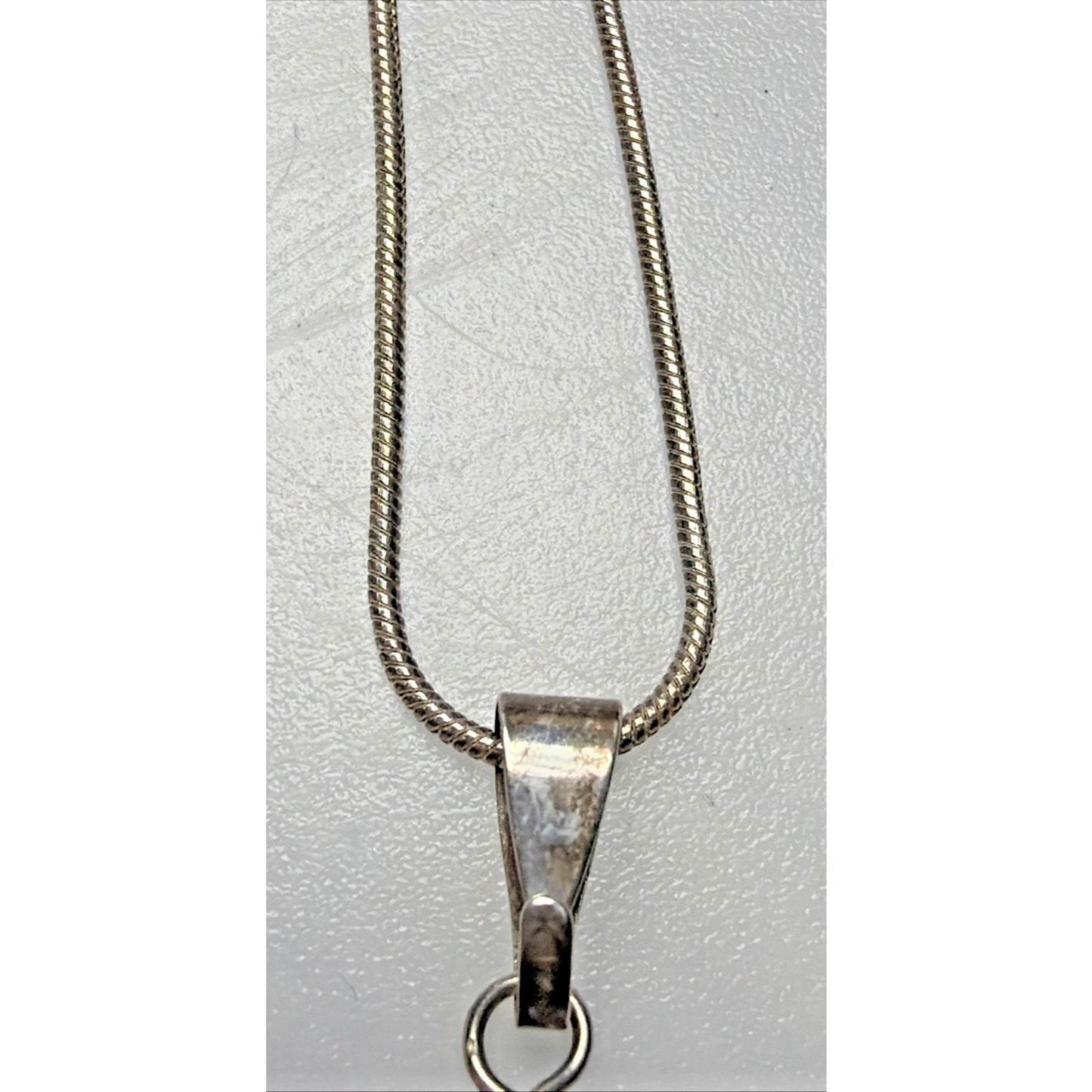 Vtg Semi Precious Stacked Stone Pendant Sterling Silver 18 Inch Chain Necklace