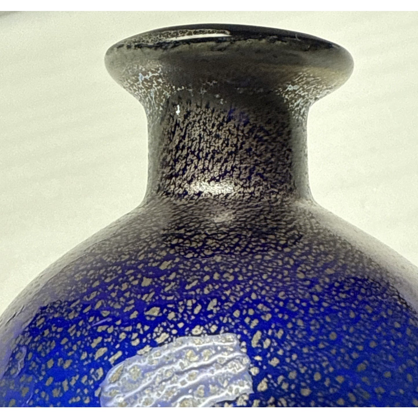 Vtg Murano Glass Cobalt Blue Gold Fleck Overlay Aventurine Glass Perfume Bottle