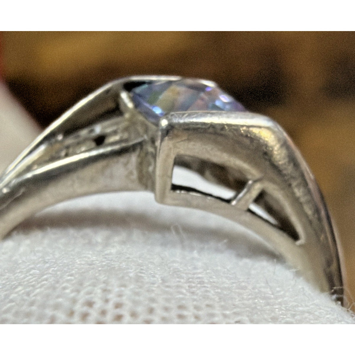 Vintage Star Ring Inc P4SR Diamond Topaz Ring Platina 4 Sz 7 Read Description