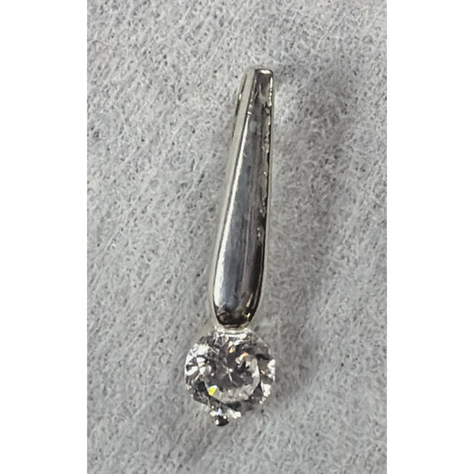 Modernist M2 Jewelry 925 Sterling Silver Drop Pendant Crystal Solitaire