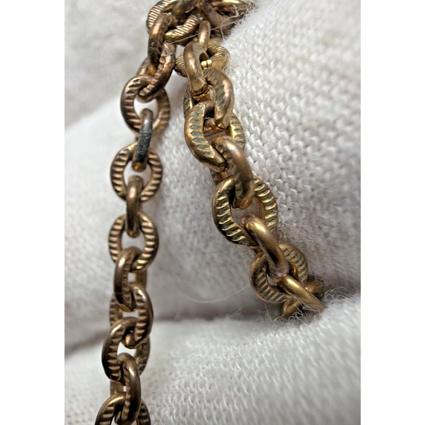 Victorian Edwardian Textured Links GF Chain Necklace As Is