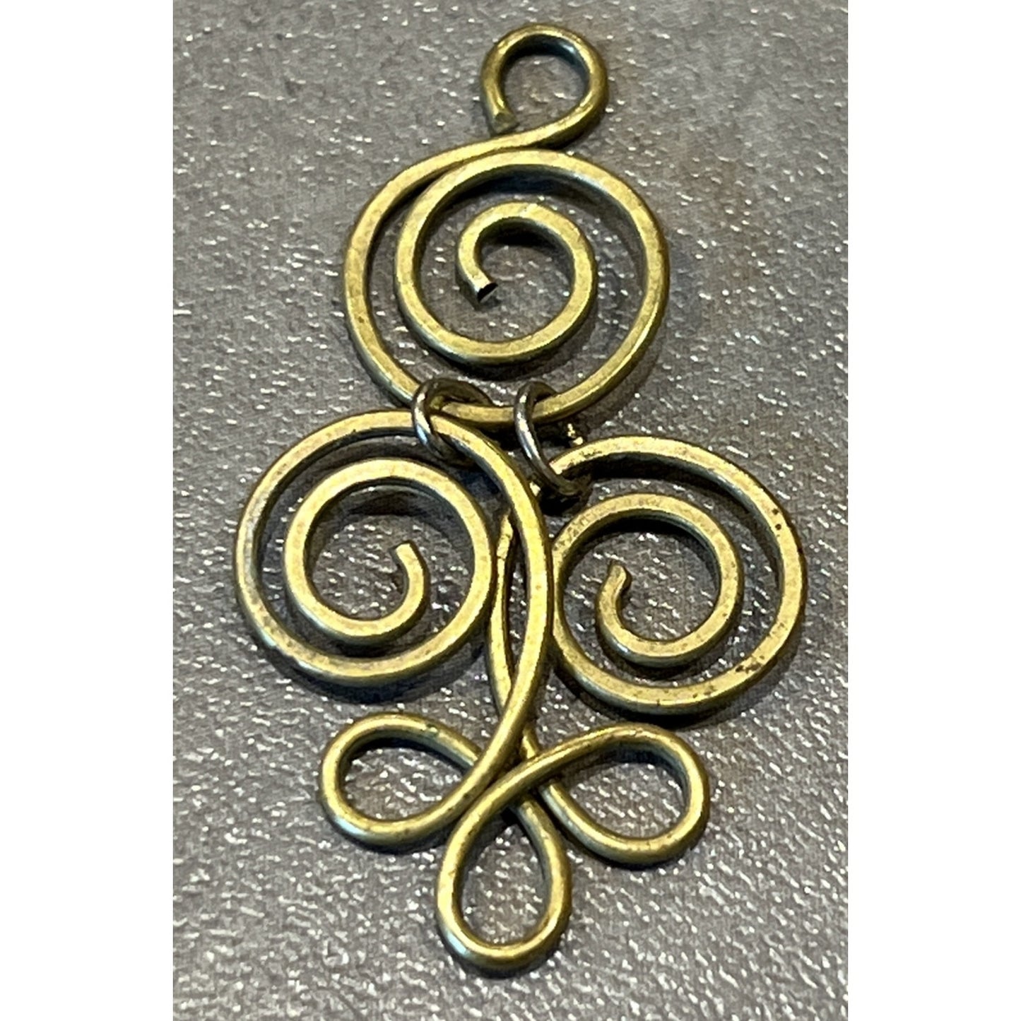 Vintage Celtic Budding Spiral Pendant Charm Gold Tone Brass