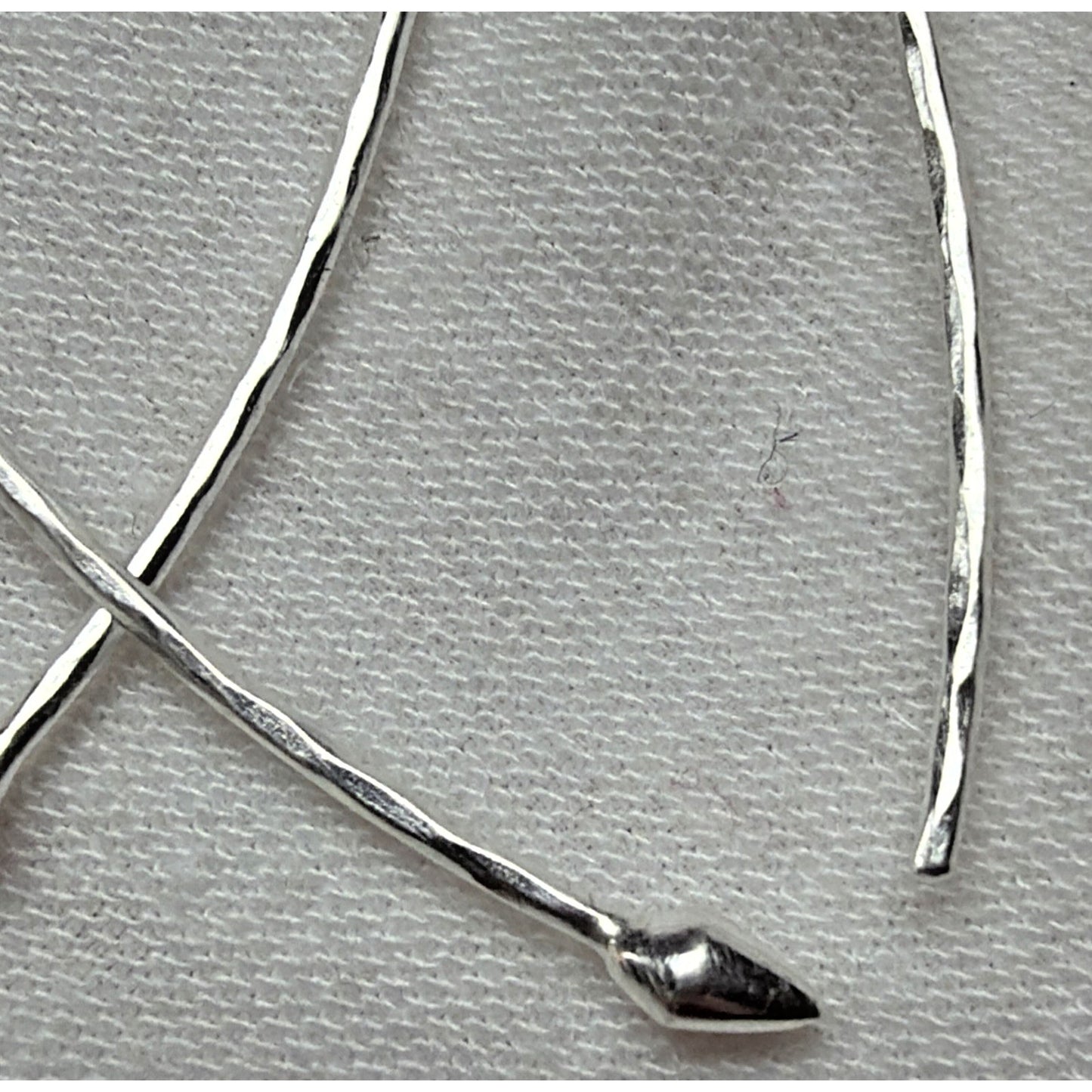 Minimalist Sterling Silver Hammered Teardrop Hoop Threader Long Earrings