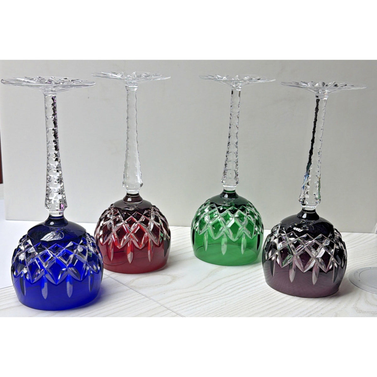 Vintage Lot of 4 Ajka Arabella Hock Crystal Wine Glass Cut To Clear