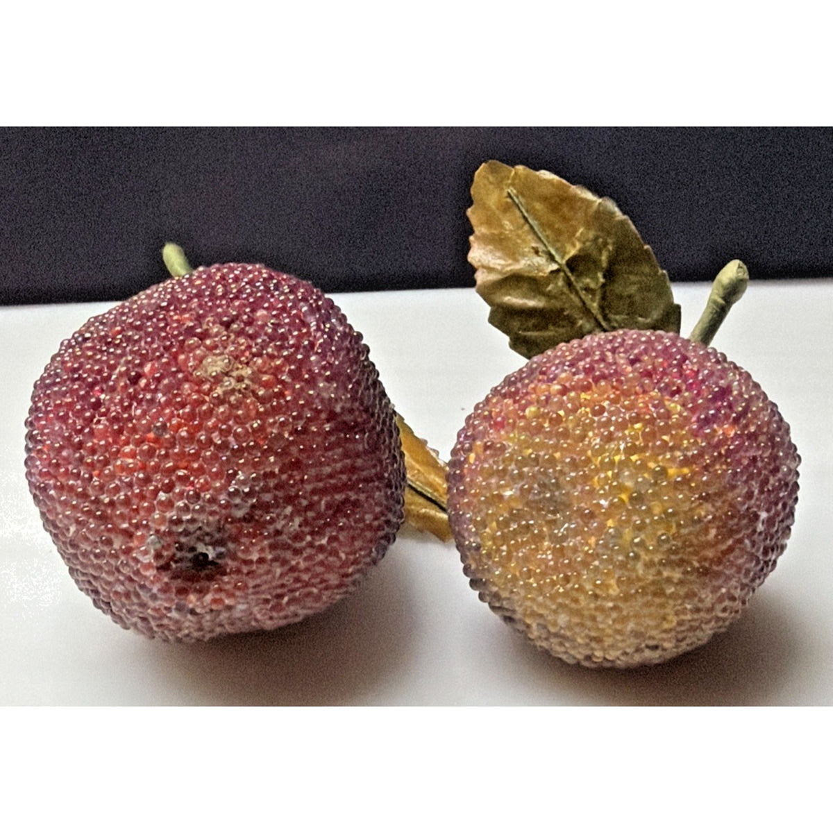 Vintage Lot of 6 Glass Beaded Fruit Apple Pear Pomegranate As Is