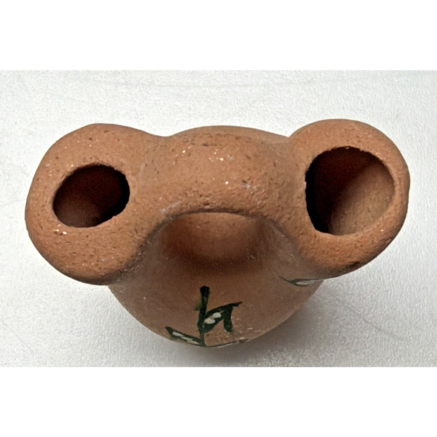 Vintage Micaceous Clay Pottery Mini Wedding Vase Hand Painted