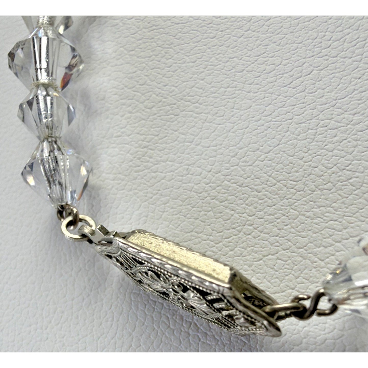 Art Deco La Tausca Jewelry Box Rock Crystal Faceted Necklace As Is Read Descript