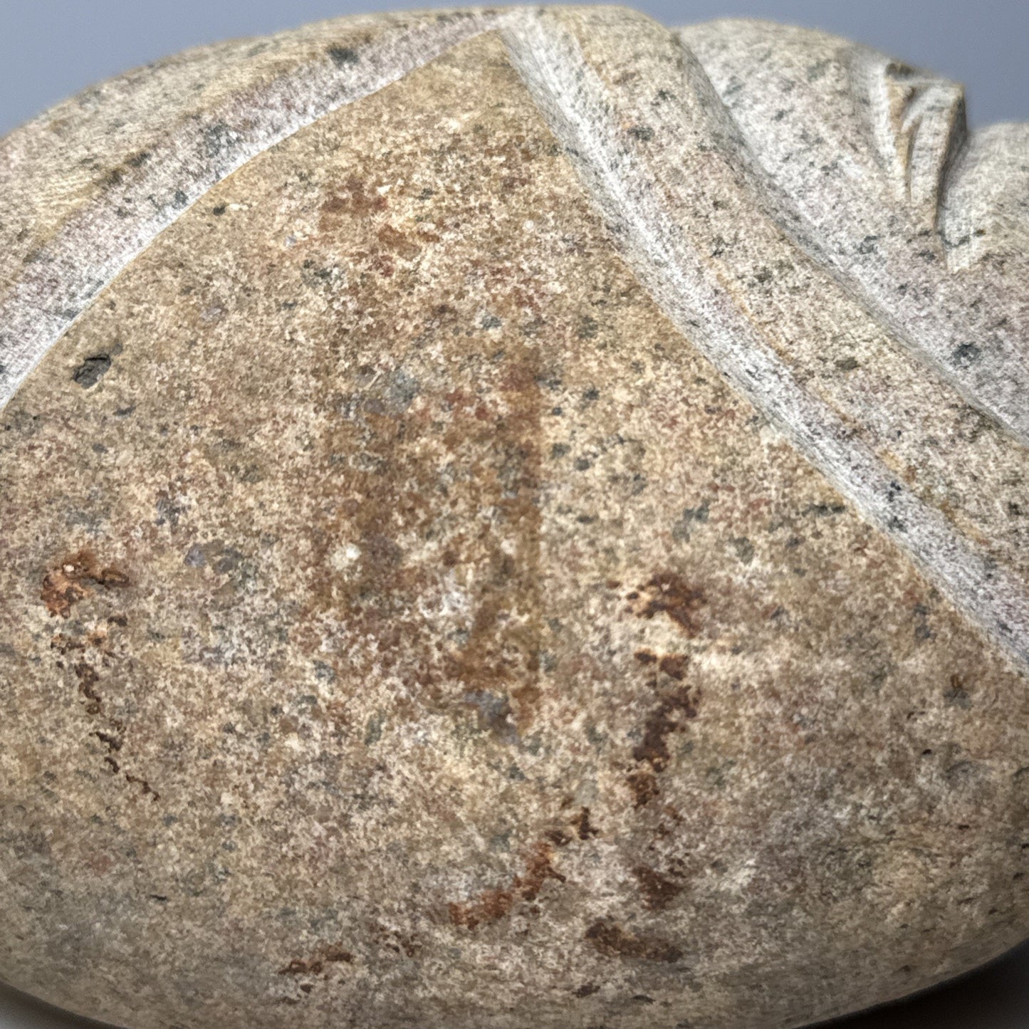 Vintage Native American Carved Stone Rock Indian Head Chief Signed Symbols