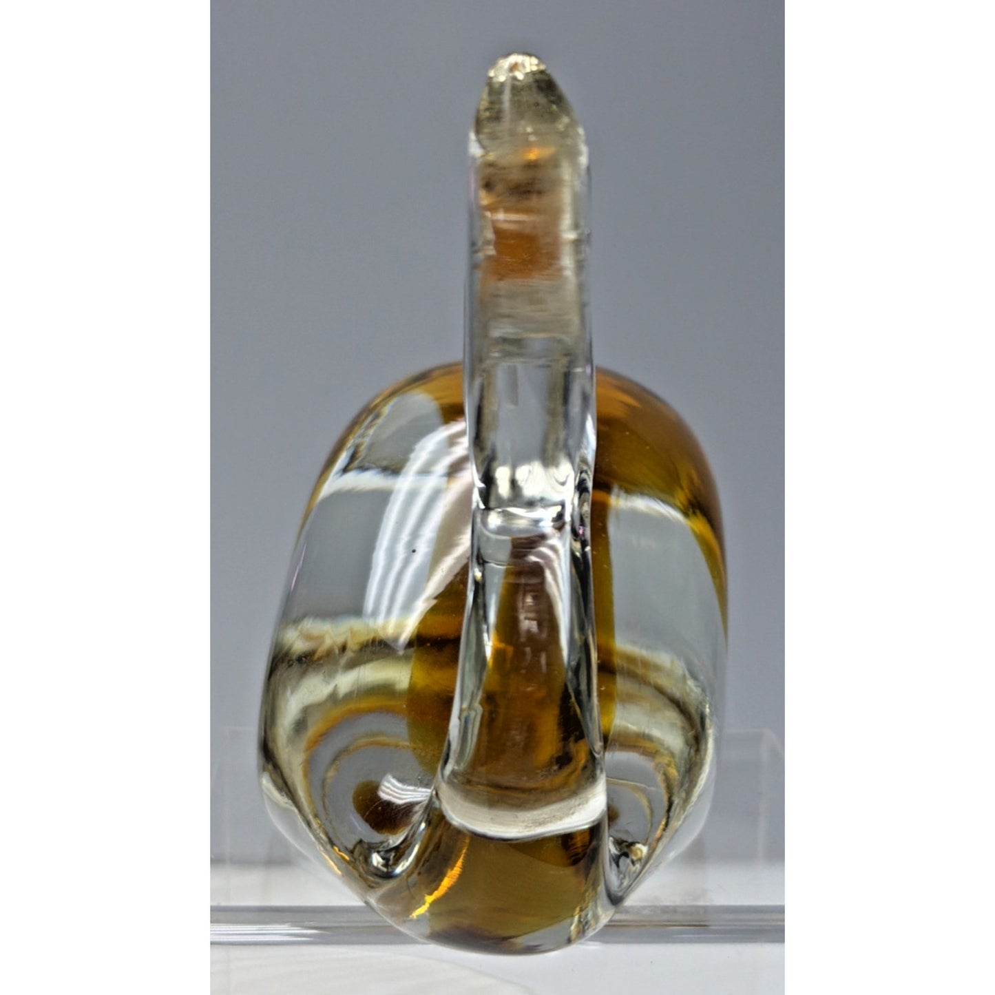 Vintage Pilgrim Art Glass Handblown Cased Amber Clear Whale #954 As Is