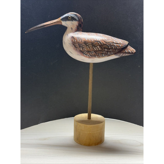 Vintage Hand Painted Carved Wood Shorebird Sculpture Decoy Folk Art As Is