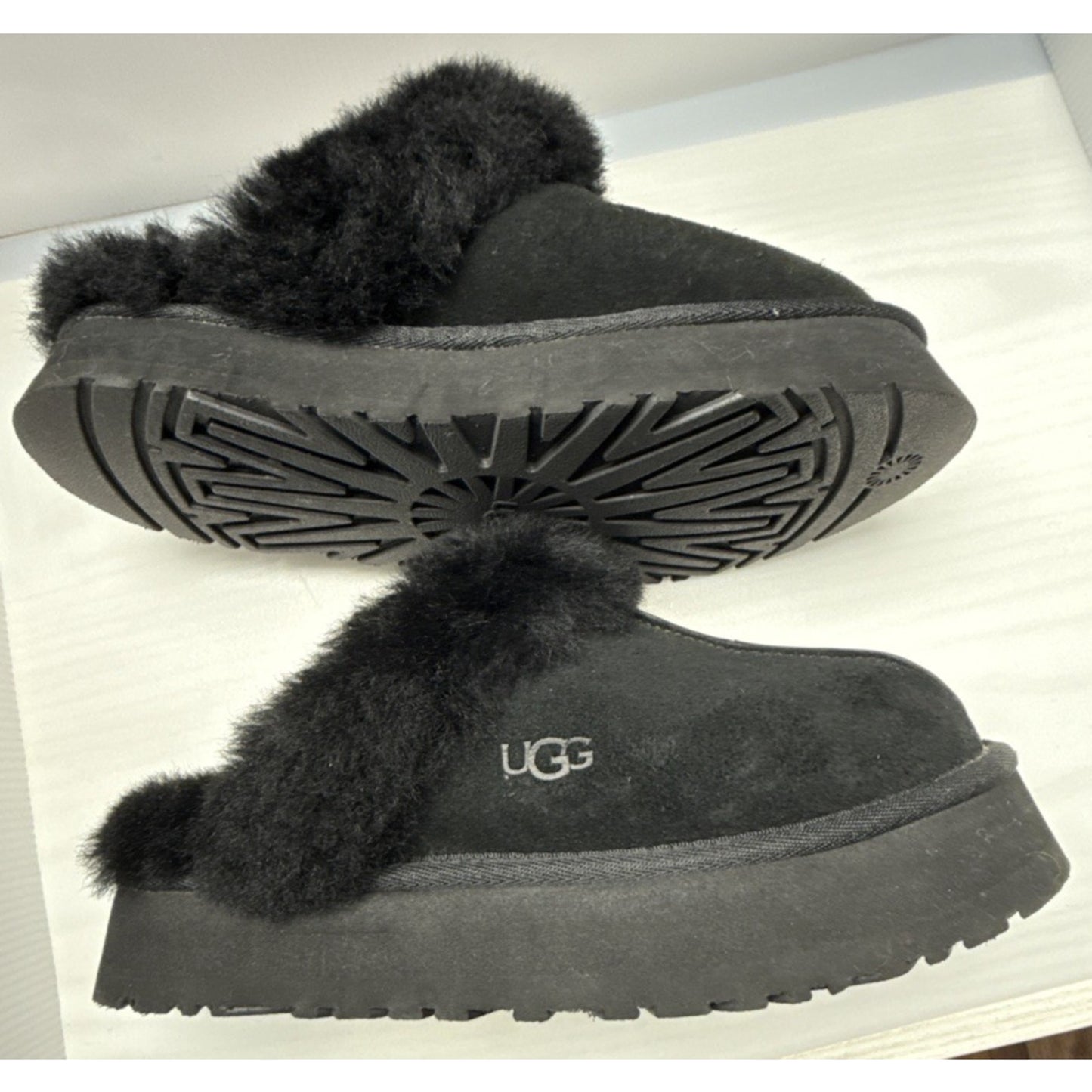 Ugg Platform Black Slipper Disquette 1122550 Size 7