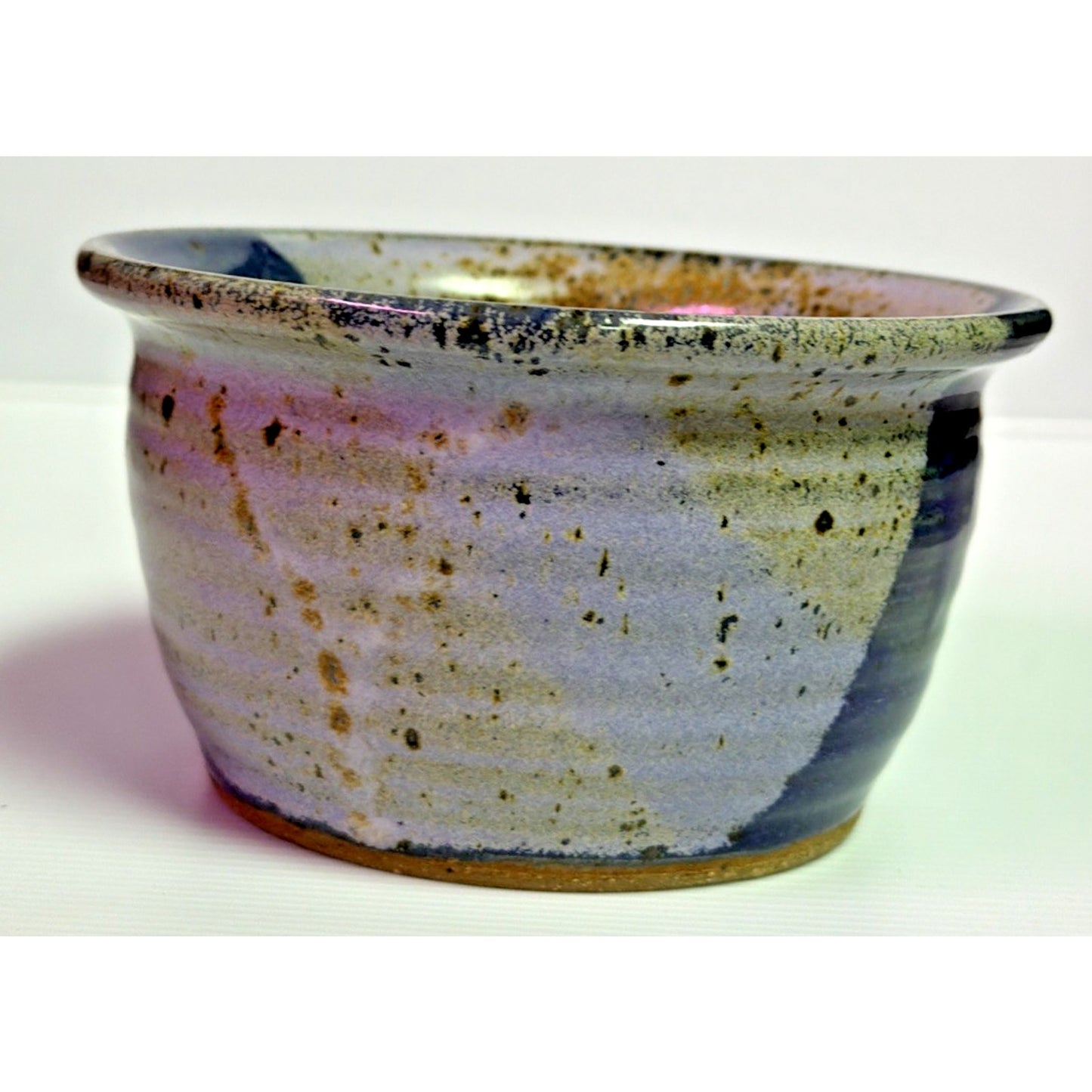 Studio Art Pottery Stoneware Bowl Glazed Speckled Multicolor Blue