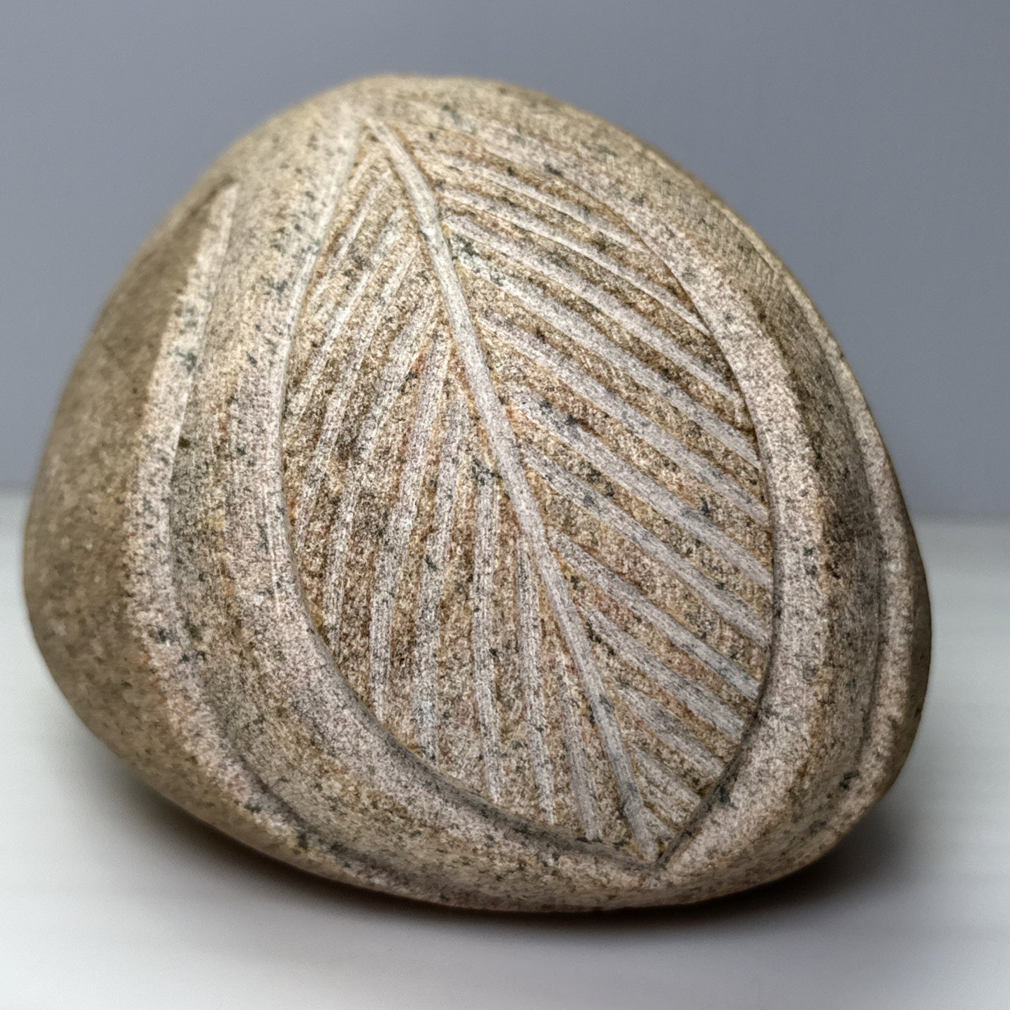 Vintage Native American Carved Stone Rock Indian Head Chief Signed Symbols