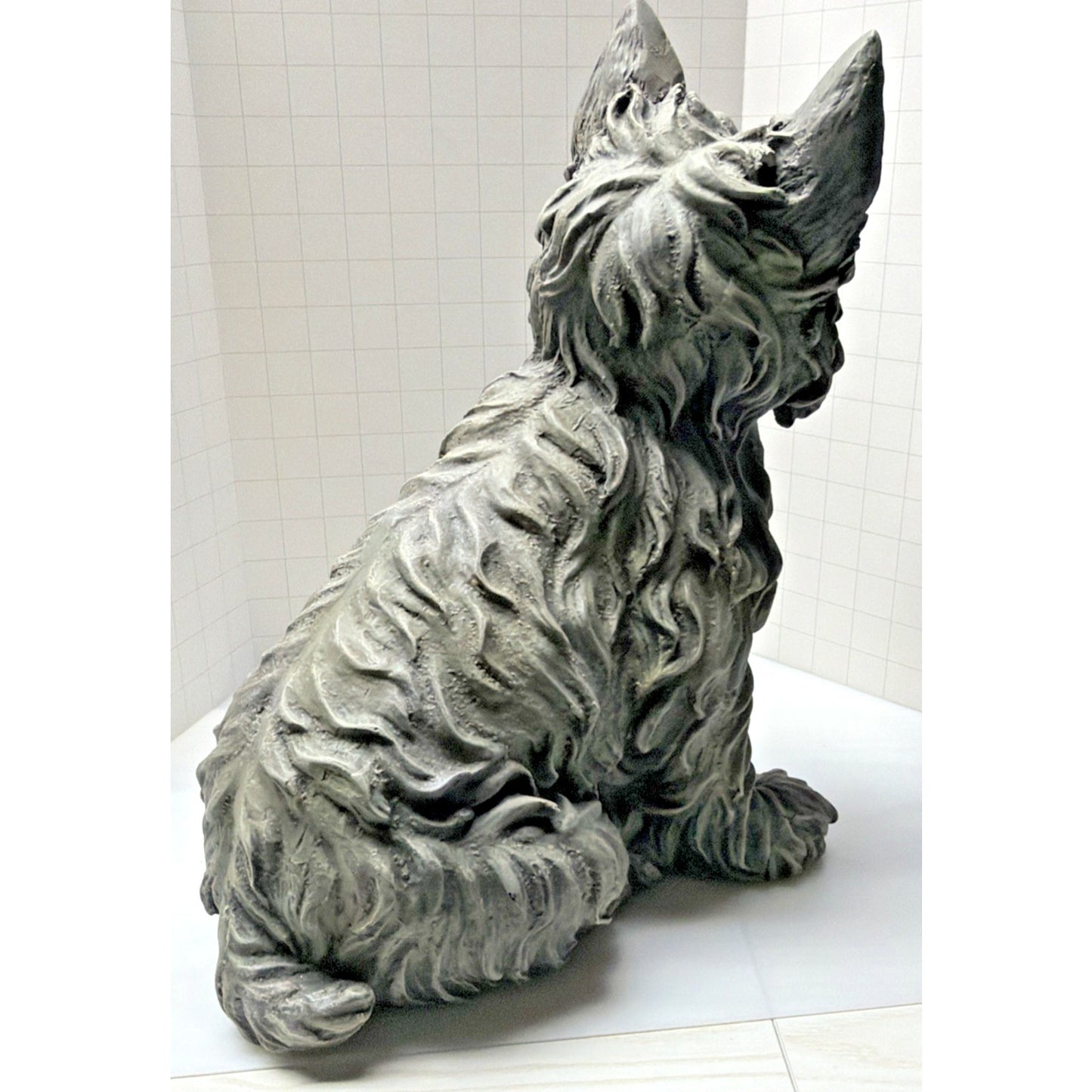 Westie Cairn Terrier Dog Outdoor Statue Large Resin Stone Grey As Is