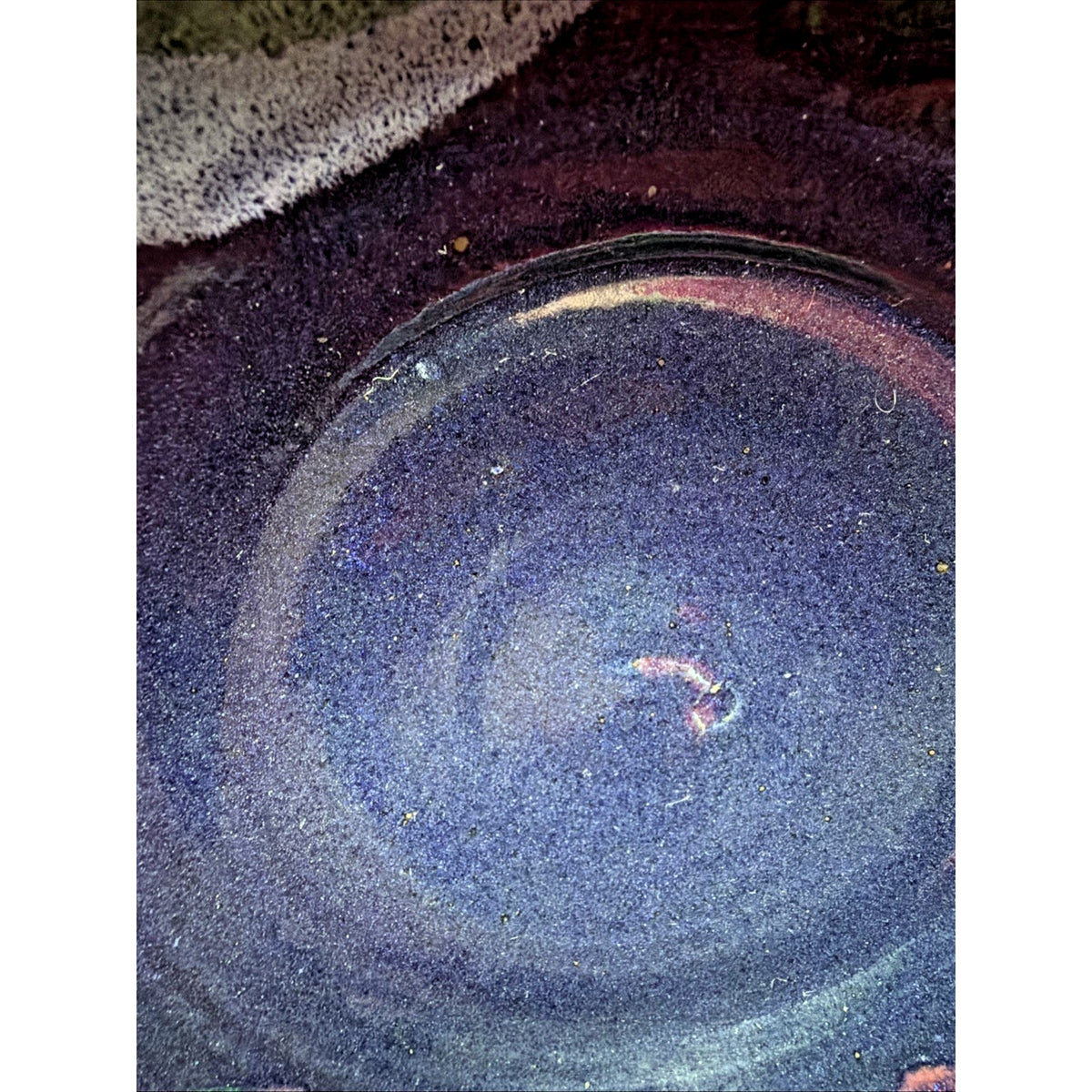 Vtg Wyatt Lane Studio Art Pottery Console Bowl Stoneware Navy Abstract Glaze