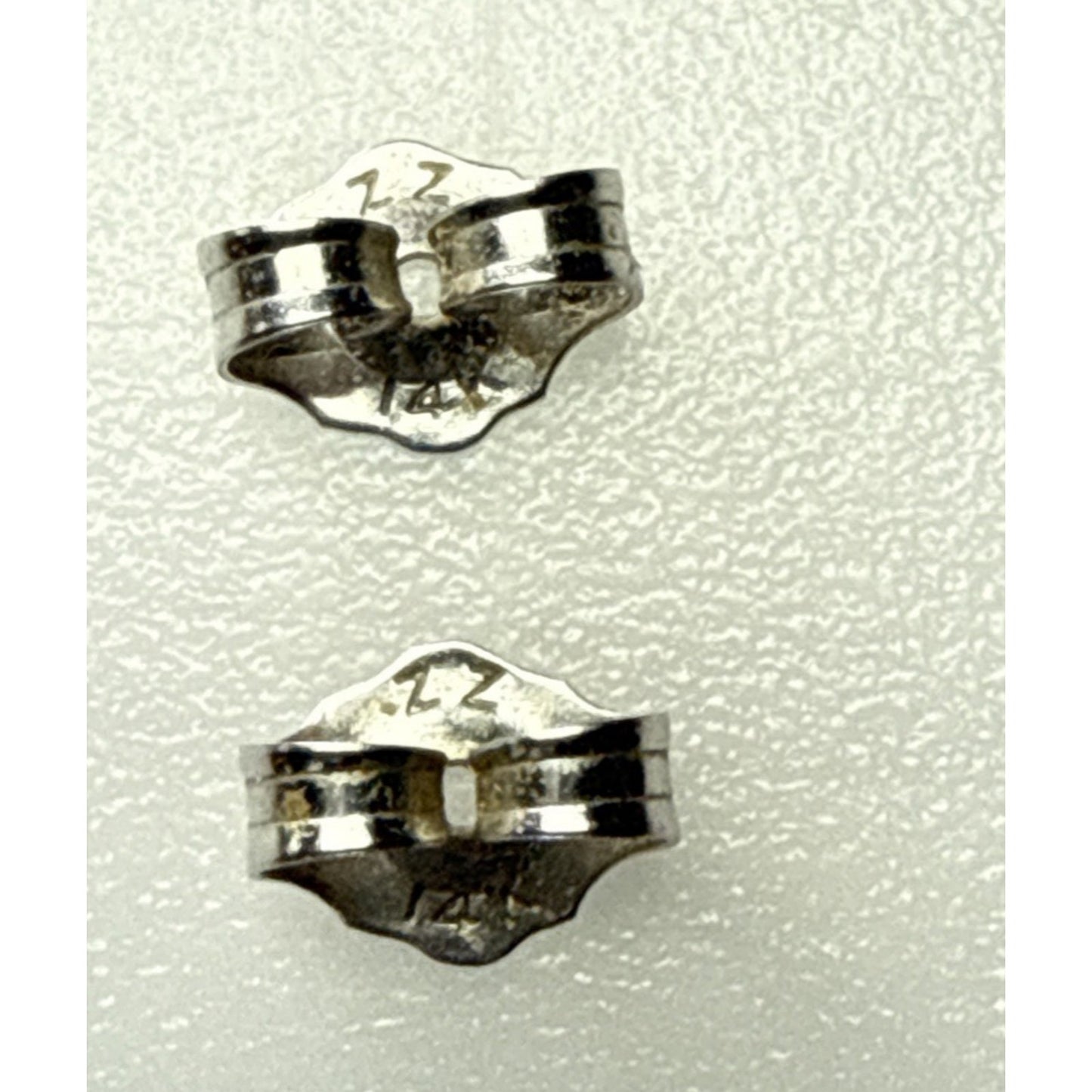 Vintage ZZ 14k White Gold Blue Turquoise Stud Earrings