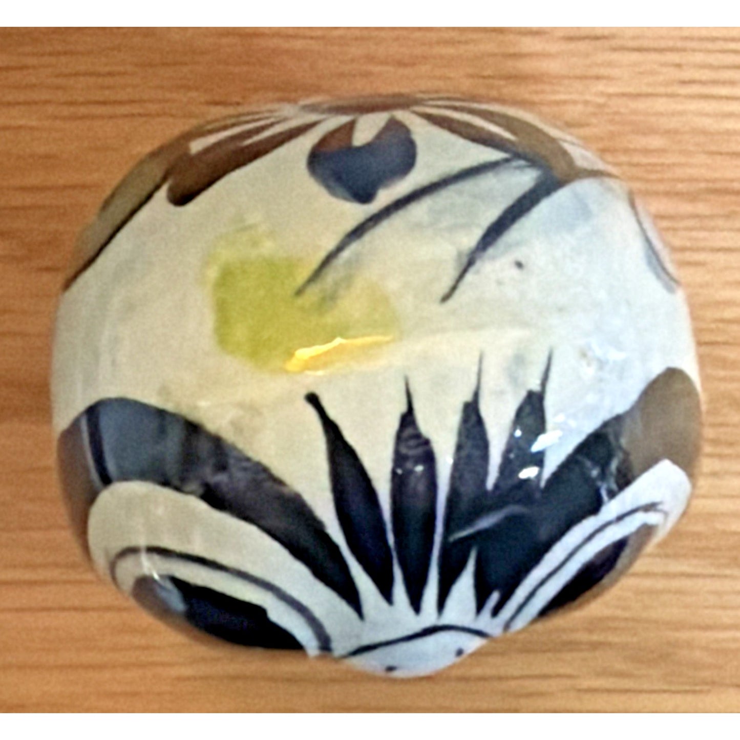 Vintage Mexican Tonala Pottery Owl Hand Painted Glazed Floral Signed As Is