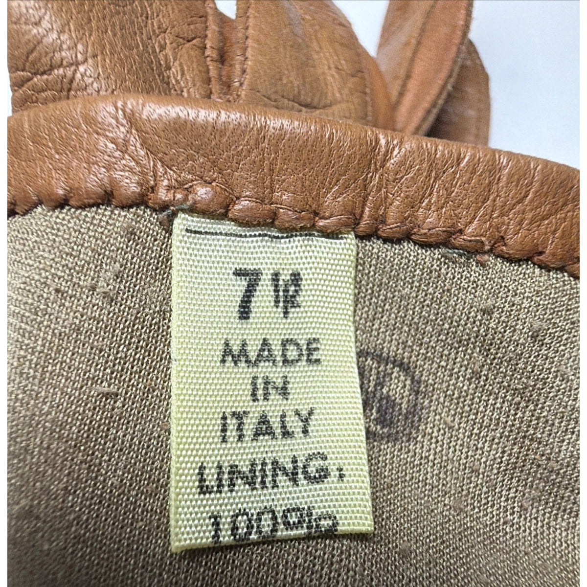 Vintage Womens Atkins Italy Caramel Leather Gloves Silk Lined As Is Sz 7.5 As Is