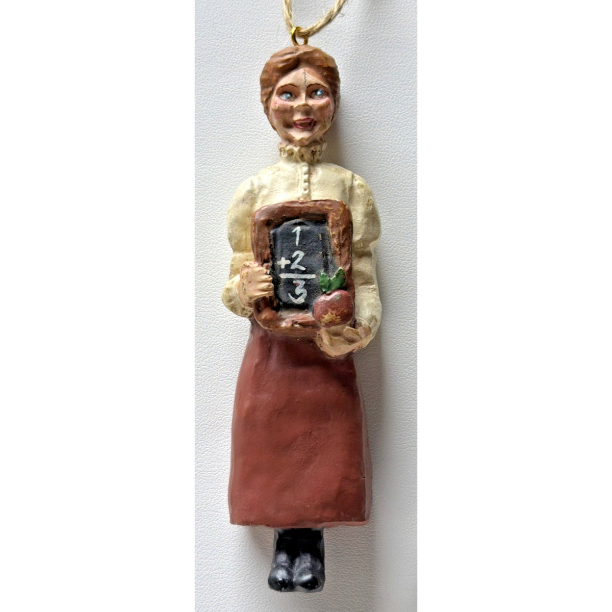 Folk Art Kurt S Adler Teacher Chalk Board Figurine Apple Christmas Ornament