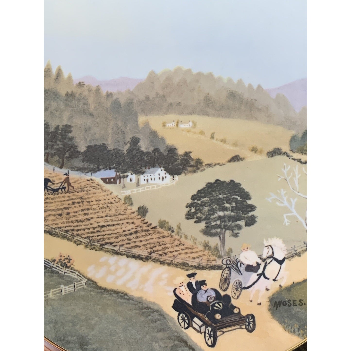 Grandma Moses Memories of America Collector Plate The Old Automobile COA Case