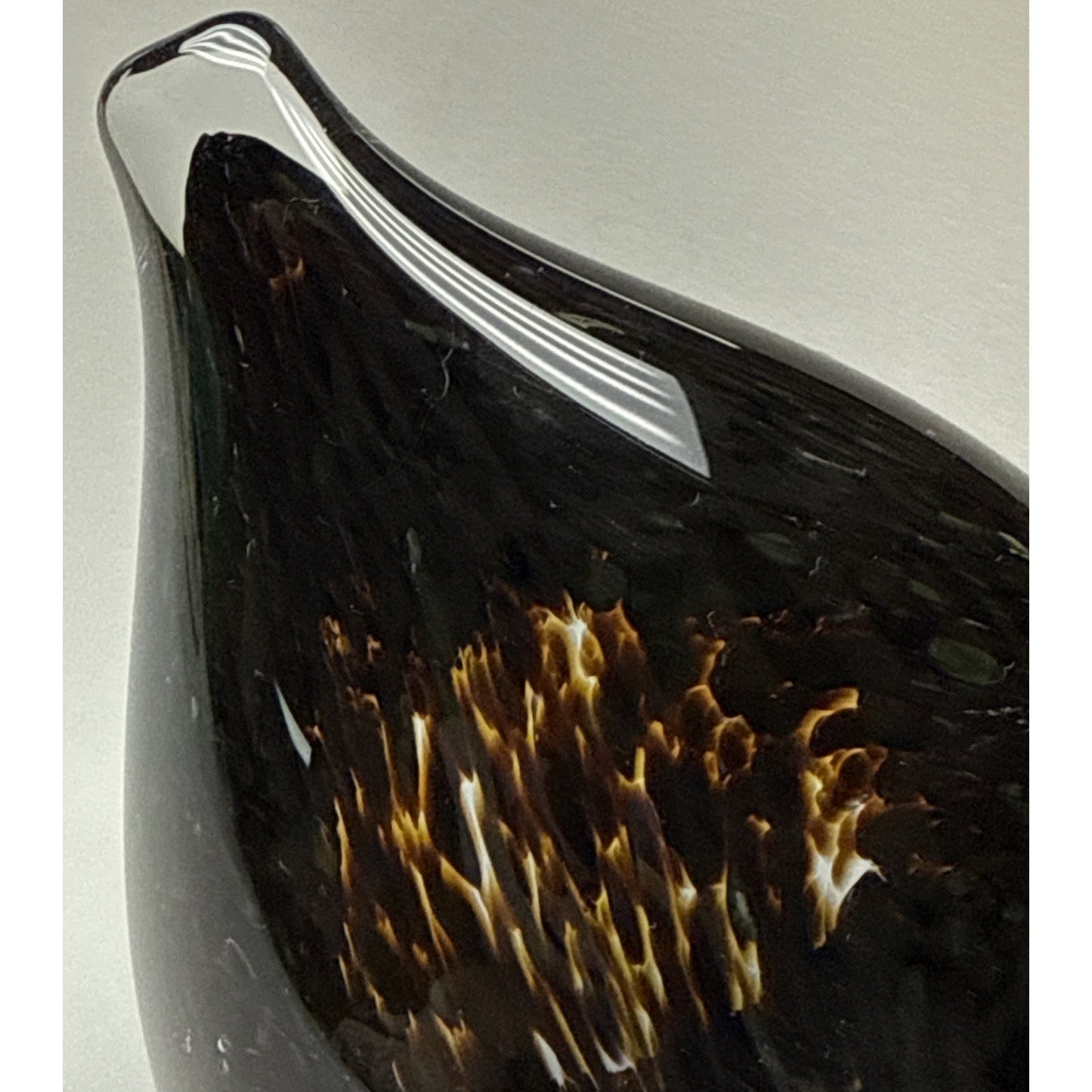 Wedgwood England Crystal Duck Mottled Black Brown Tortoise Glass Figurine Signed