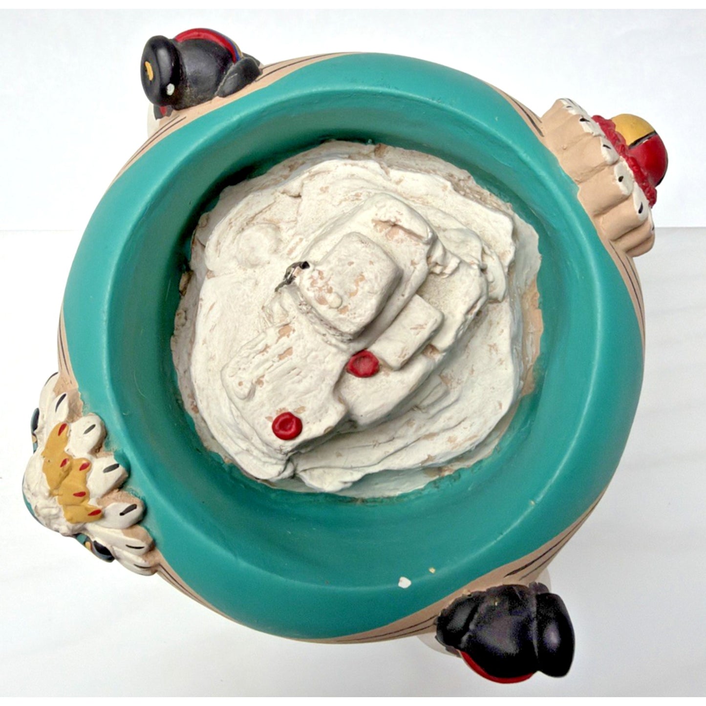 Friendship Bowl Teissedre Pueblo Pottery Ceramic Kachina Dancers House As-Is