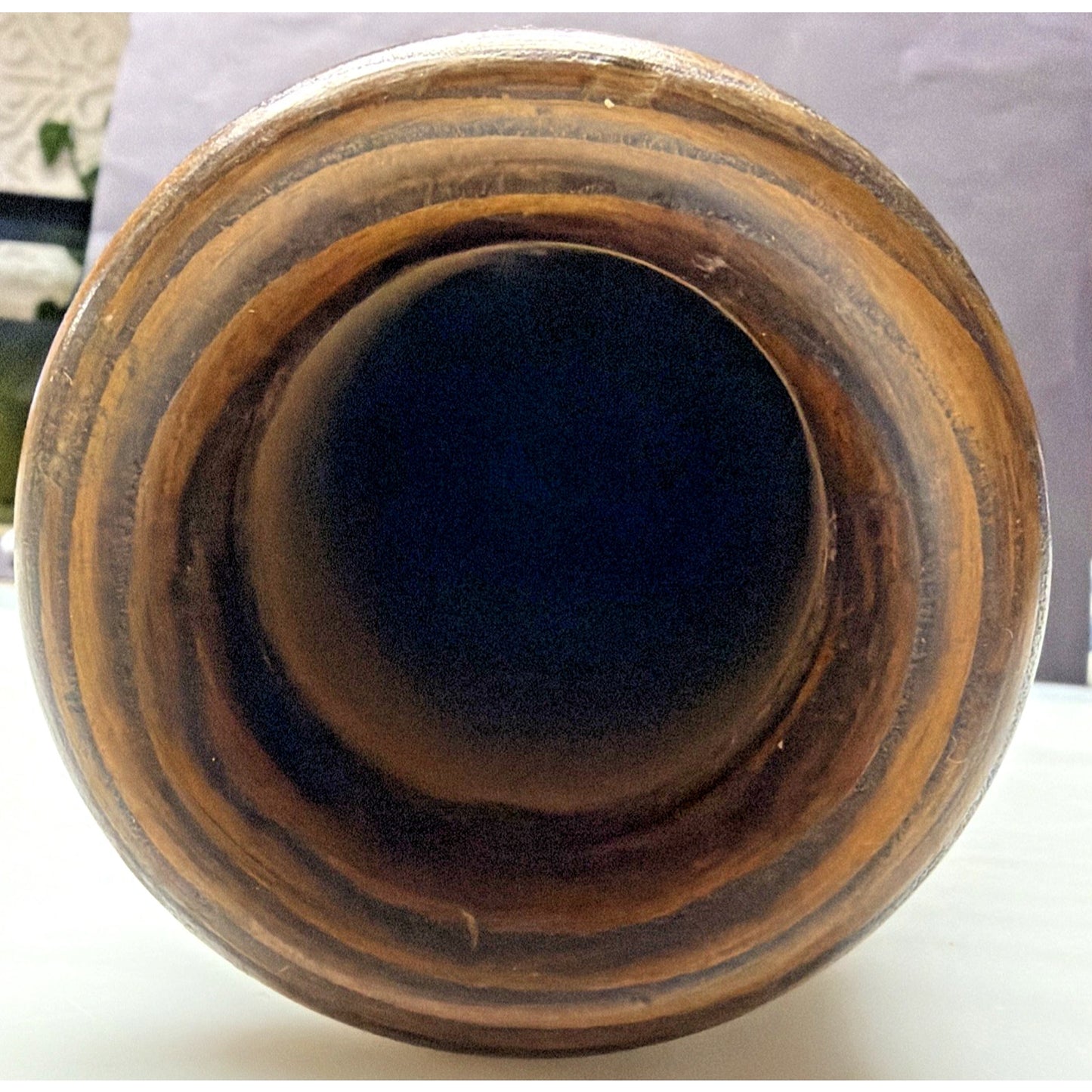 Antique Adirondack Souvenir Wood Turned Vase Bark Native American WI Dells As Is