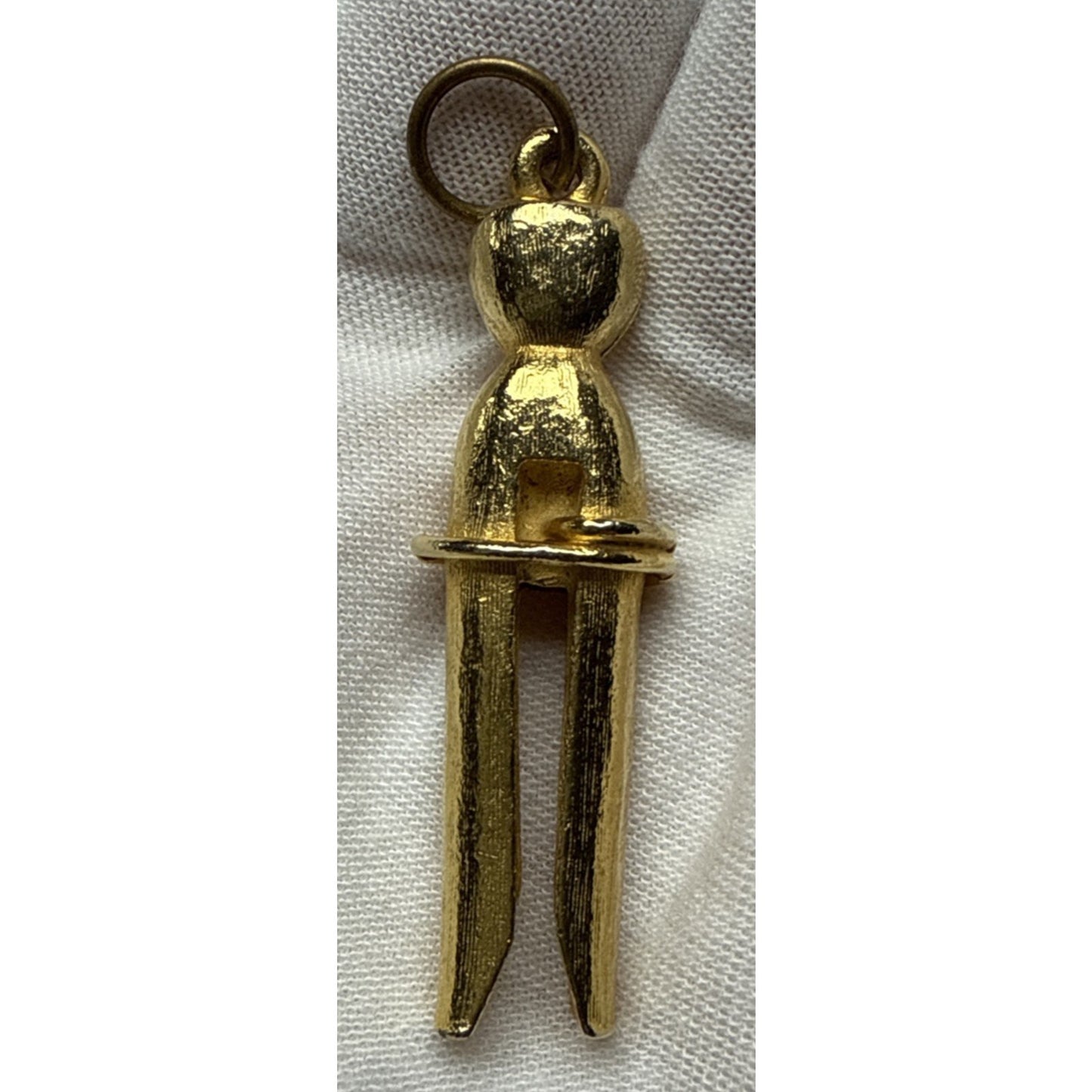 Vintage Gold Tone Clothespin Clothes Pin Peg Charm Pendant Charm