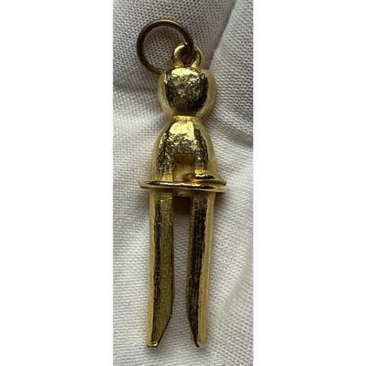 Vintage Gold Tone Clothespin Clothes Pin Peg Charm Pendant Charm